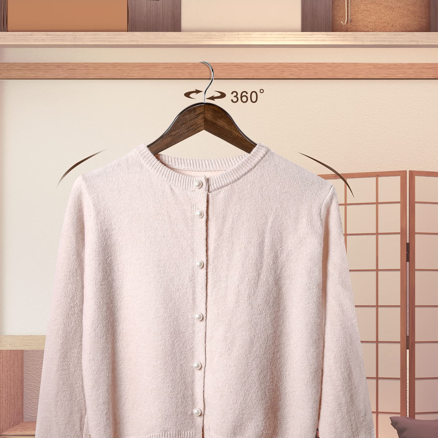 TOPIA HANGER Wooden Coat Hangers 30 Pack  Vintage Wood Suit Hangers with Non Slip Pants Bar  360? Swivel Hook and Shoulder Notches for Camisole  Jacket  Pants  Smooth Finish Clothes Hangers - CT34A30