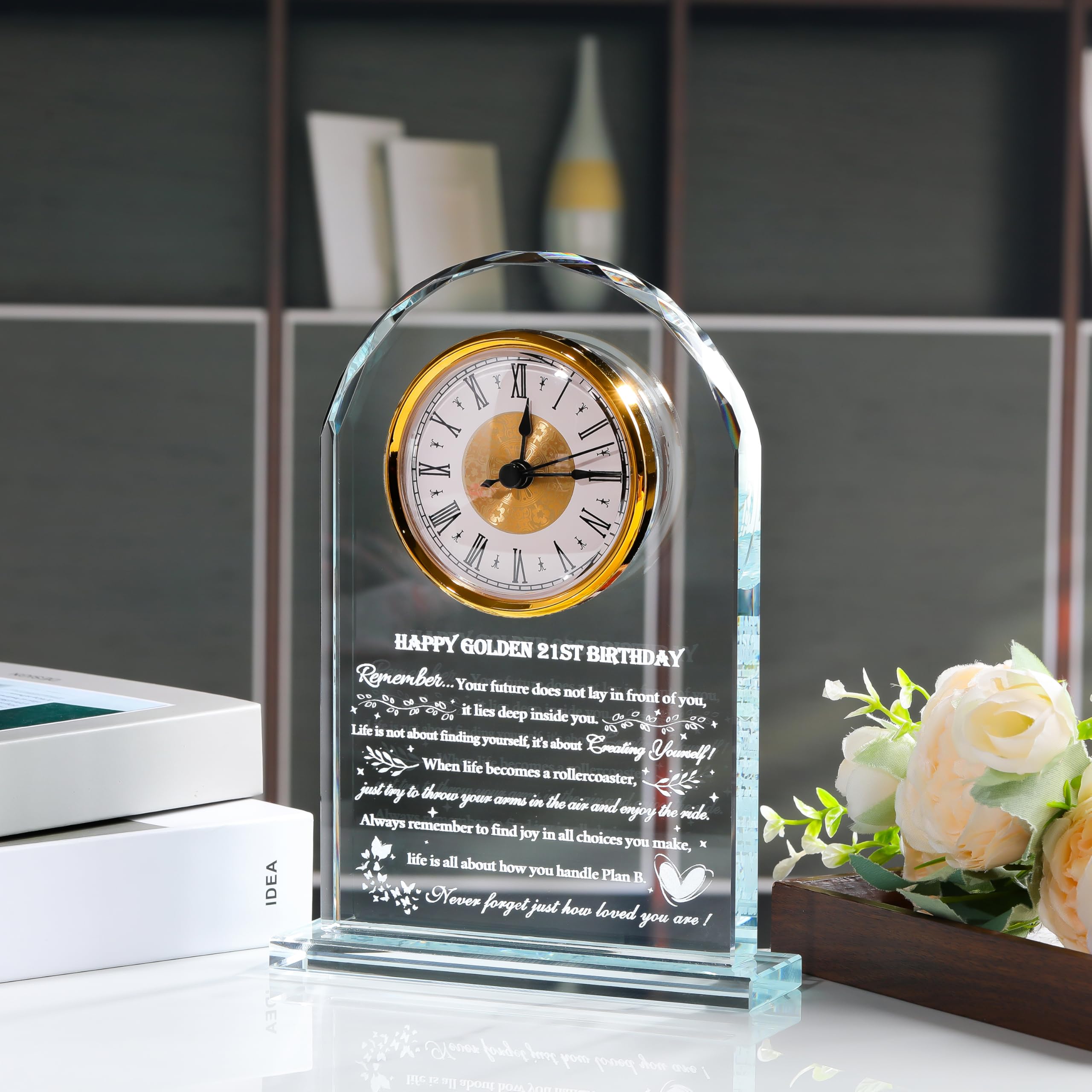 Movdyka 21st Birthday Gifts for Her Him - Crystal Clock Gifts Personalized 2004 21 Year Old Birthday Present for Men Women - Hap