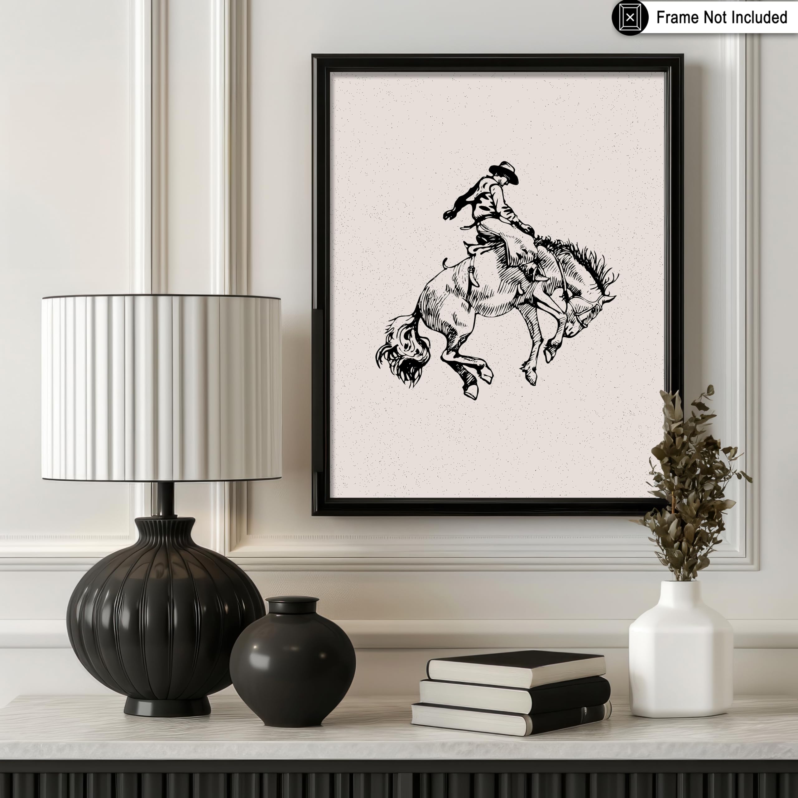 Poster Master Cowboy Poster - Retro Cowboy On Bucking Horse Print - Rodeo Art - Western Art - Wild West Art - Gift For Him & Her