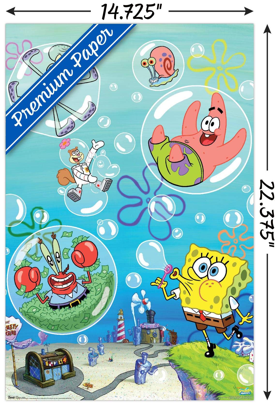 Trends International Nickelodeon Spongebob Squarepants - Bubbles Wall Poster, 14.725'' X 22.375'', Premium Unframed Version