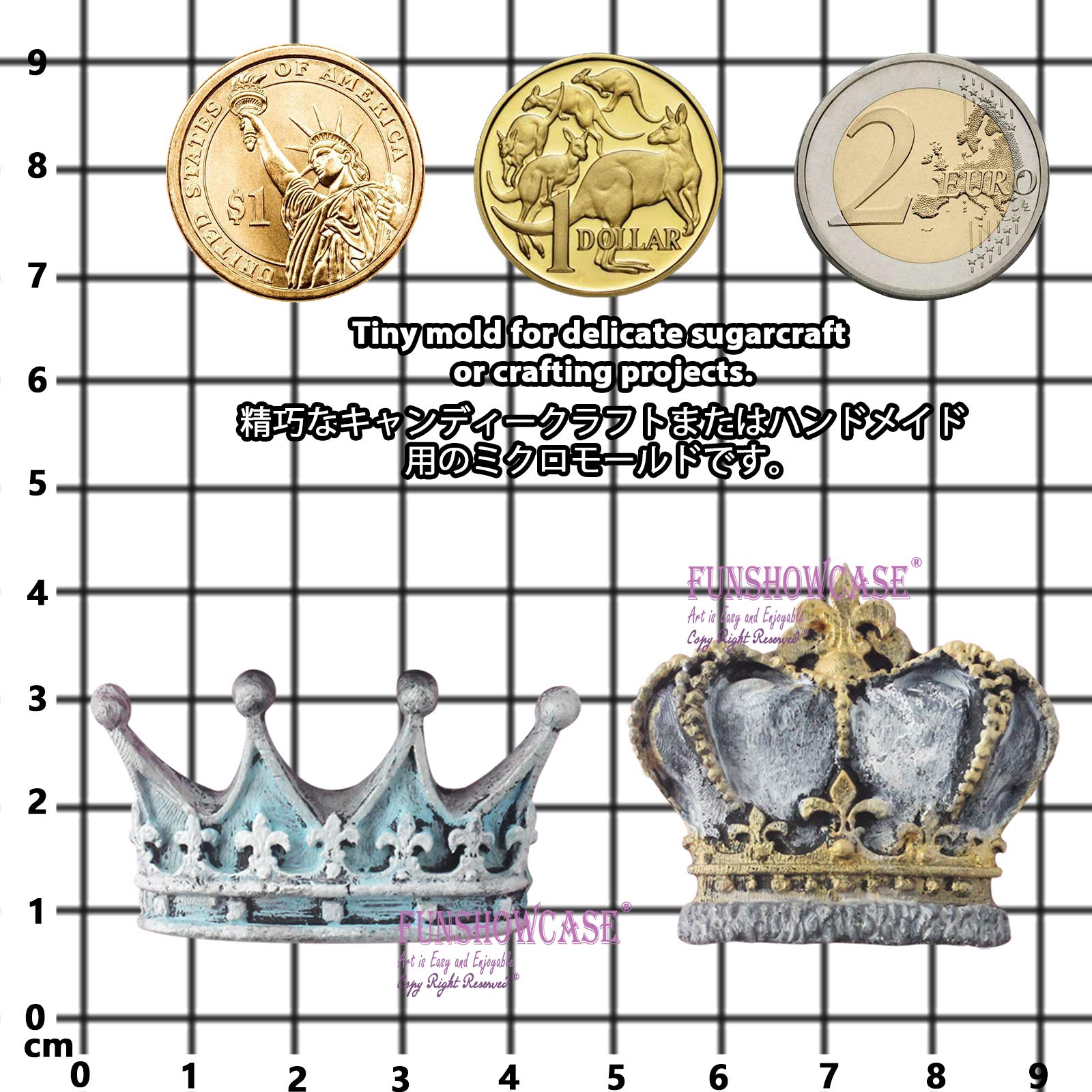 Funshowcase 2 Cavity Royal Crown Fondant Candy Silicone Mold For Sugarcraft, Cake Decoration, Cupcake Topper, Chocolate, Pastry,