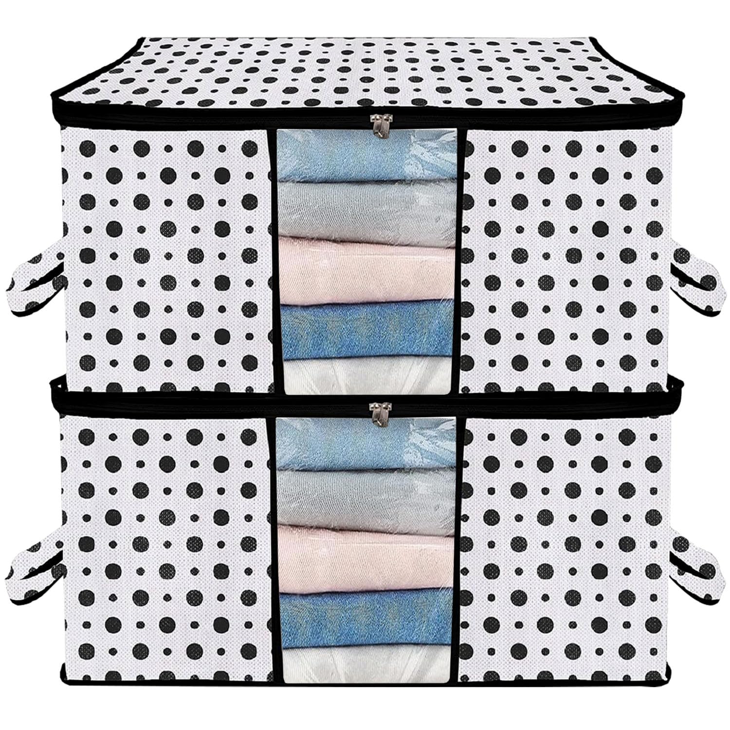 Aaron Inc Blanket Cover | Underbed Storage Bag | Clothes Storage Organizer With Window | Zipper Closure & Handle Cloth Organiser