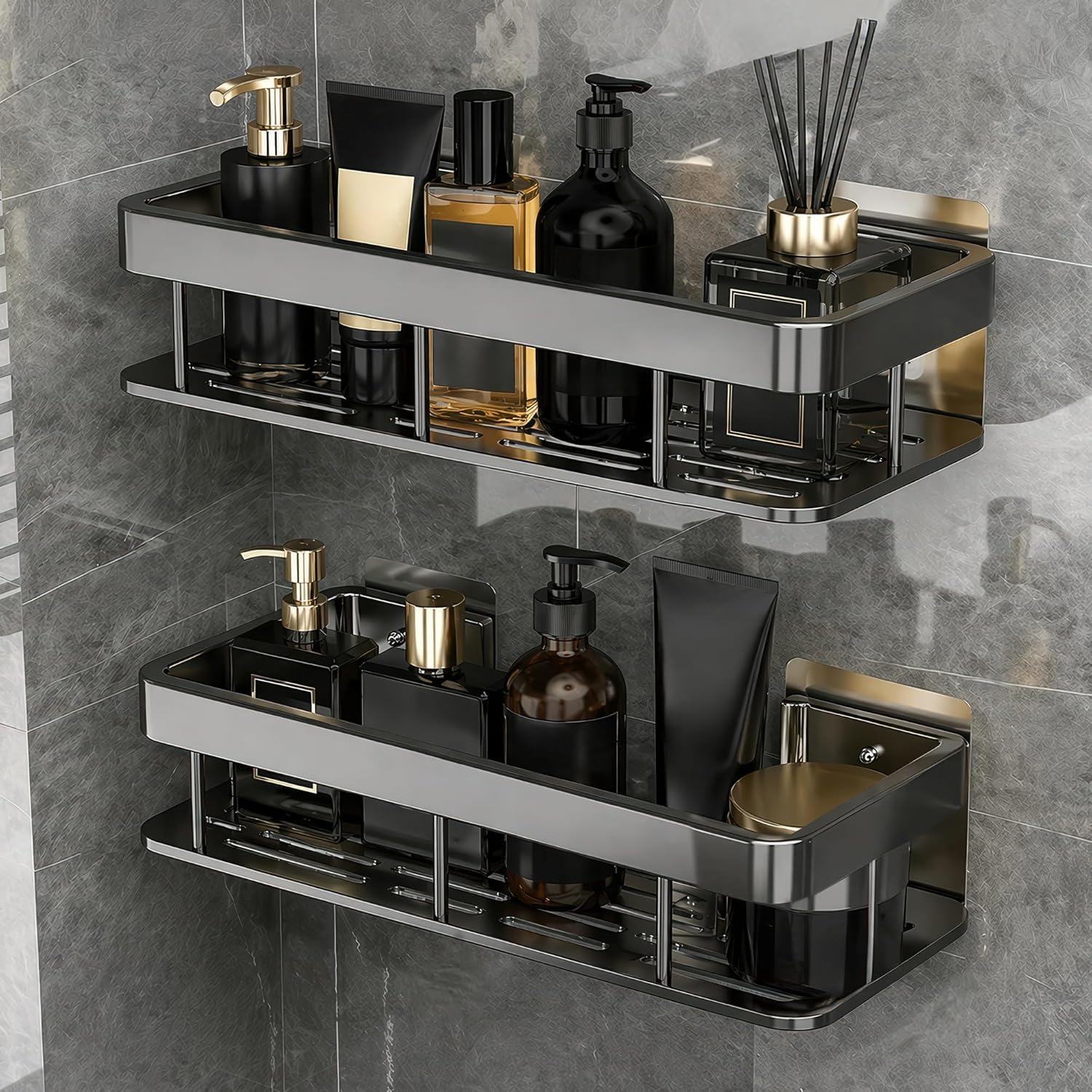 Fulminare Self Adhesive Bathroom Shelf For Wall Shelf Organizer Wall Mounted Bathroom Shelves Rack Holder Stand For Bathroom Acc