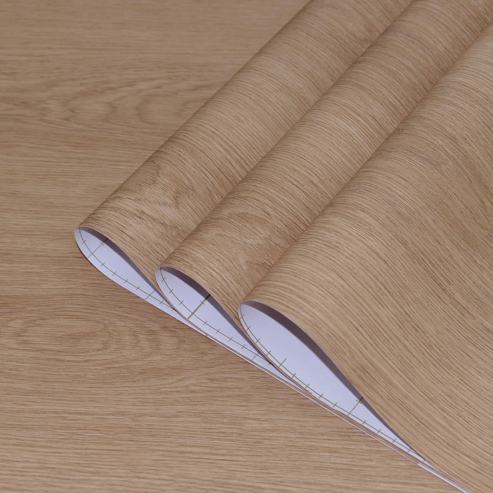 TOTIO Extra Wide Walnut Wood Wallpaper Light Brown Wood Grain Vinyl Wrap Walnut Contact Paper Peel and Stick 31.5x157inch Air Gu