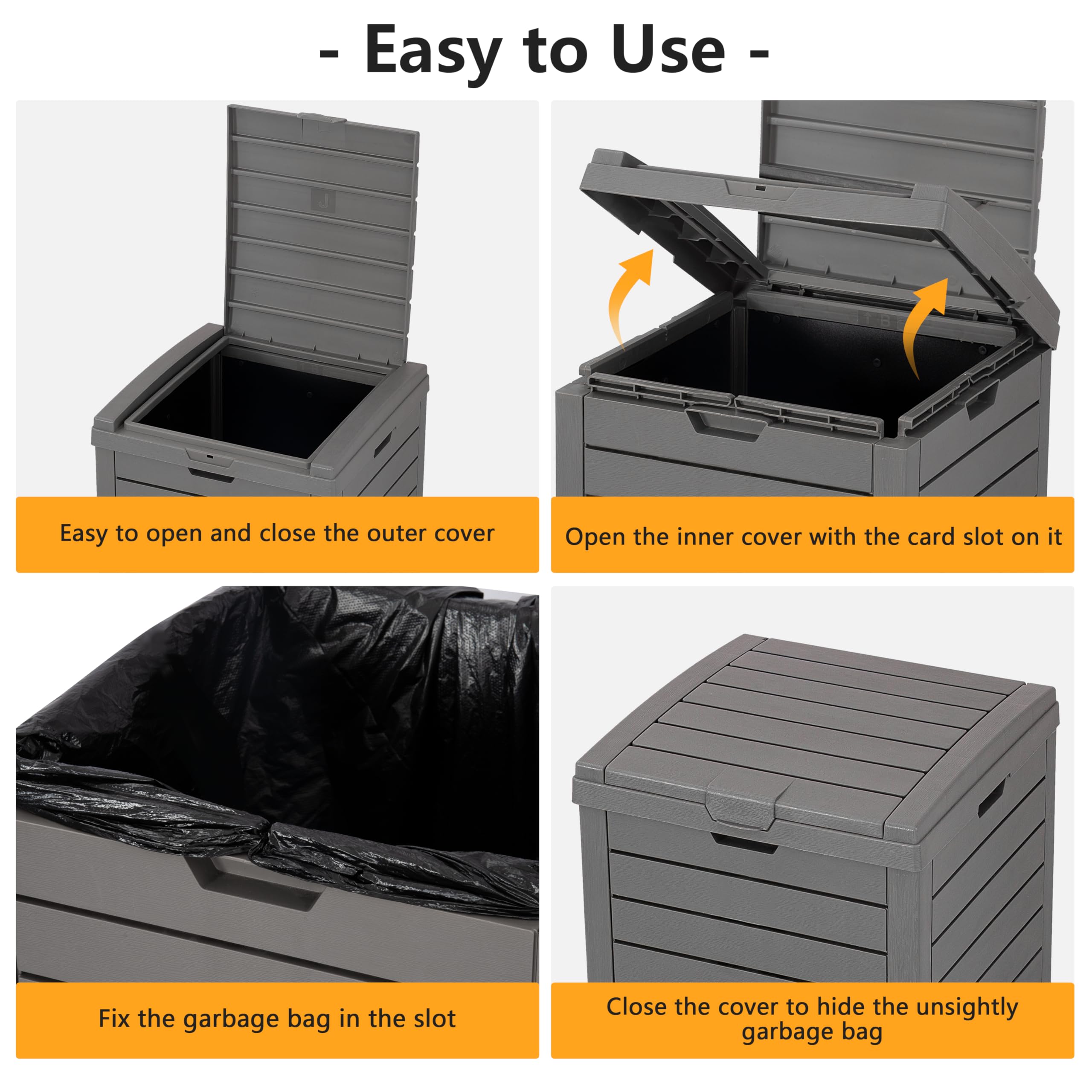 31 Gallon Outdoor Trash Can, Garbage Can With Tiered Lid And Drip Tray, Waterproof Resin Outside Trash Bin For Patio, Backyard,