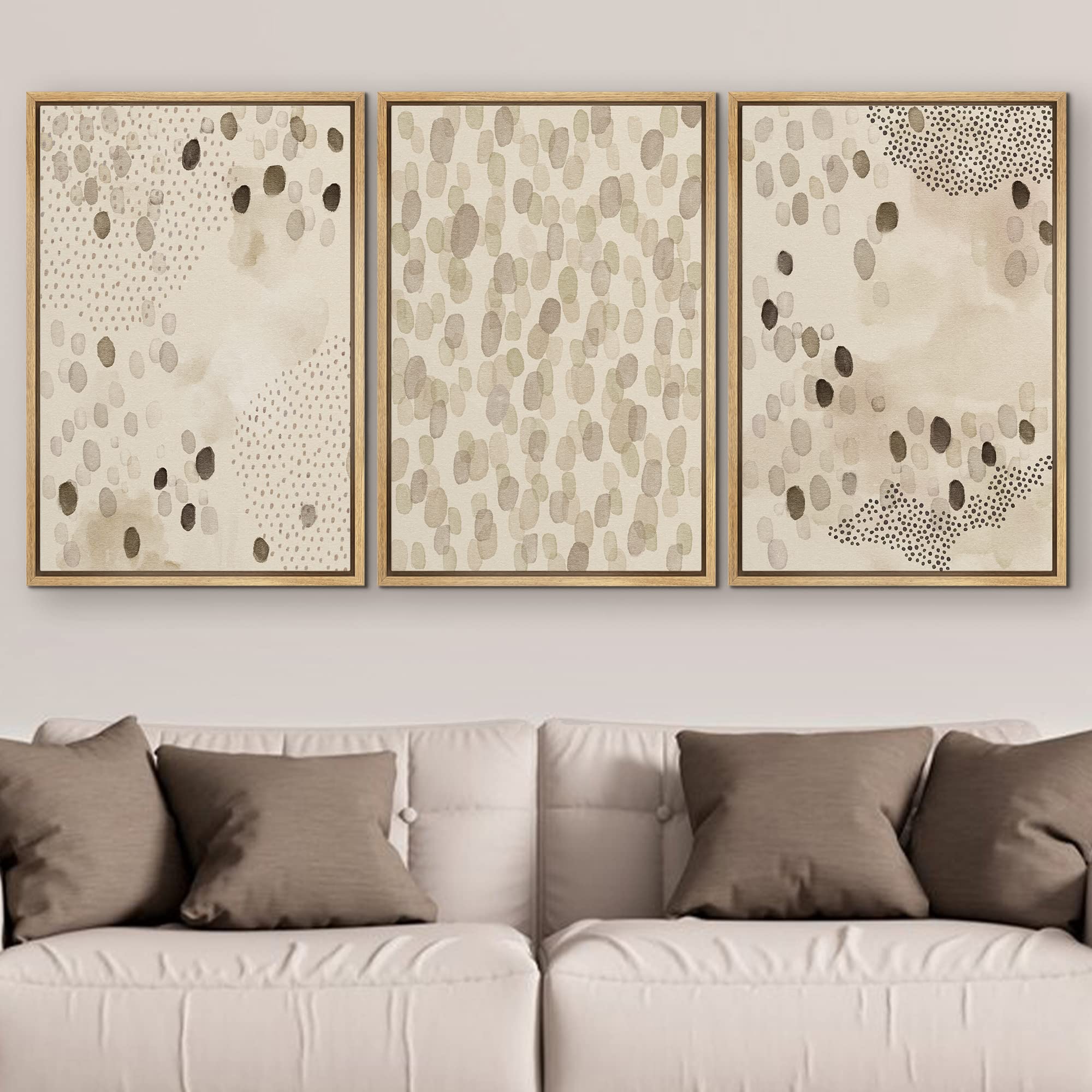 Signford Framed Canvas Print Wall Art Set Minimalist Pastel Paint Dot Landscape Abstract Shapes Digital Art Modern Art Decorativ