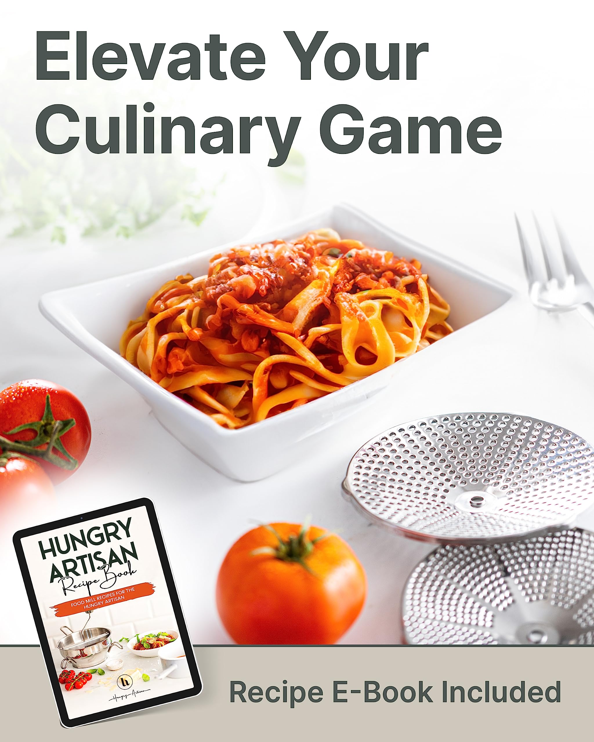 Ergonomic Food Mill Stainless Steel With 3 Grinding Discs, Milling Handle & Bowl - Rotary Food Mill For Tomato Sauce, Applesauce