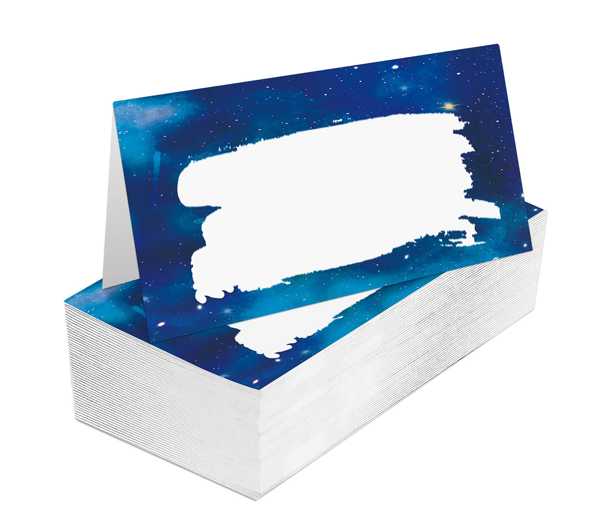 Place Cards For Wedding, Birthday Or Party, Blue Filled-In Name Place Cards, Foldover Seating Table Cards, 25 Pack, Folds Into 3