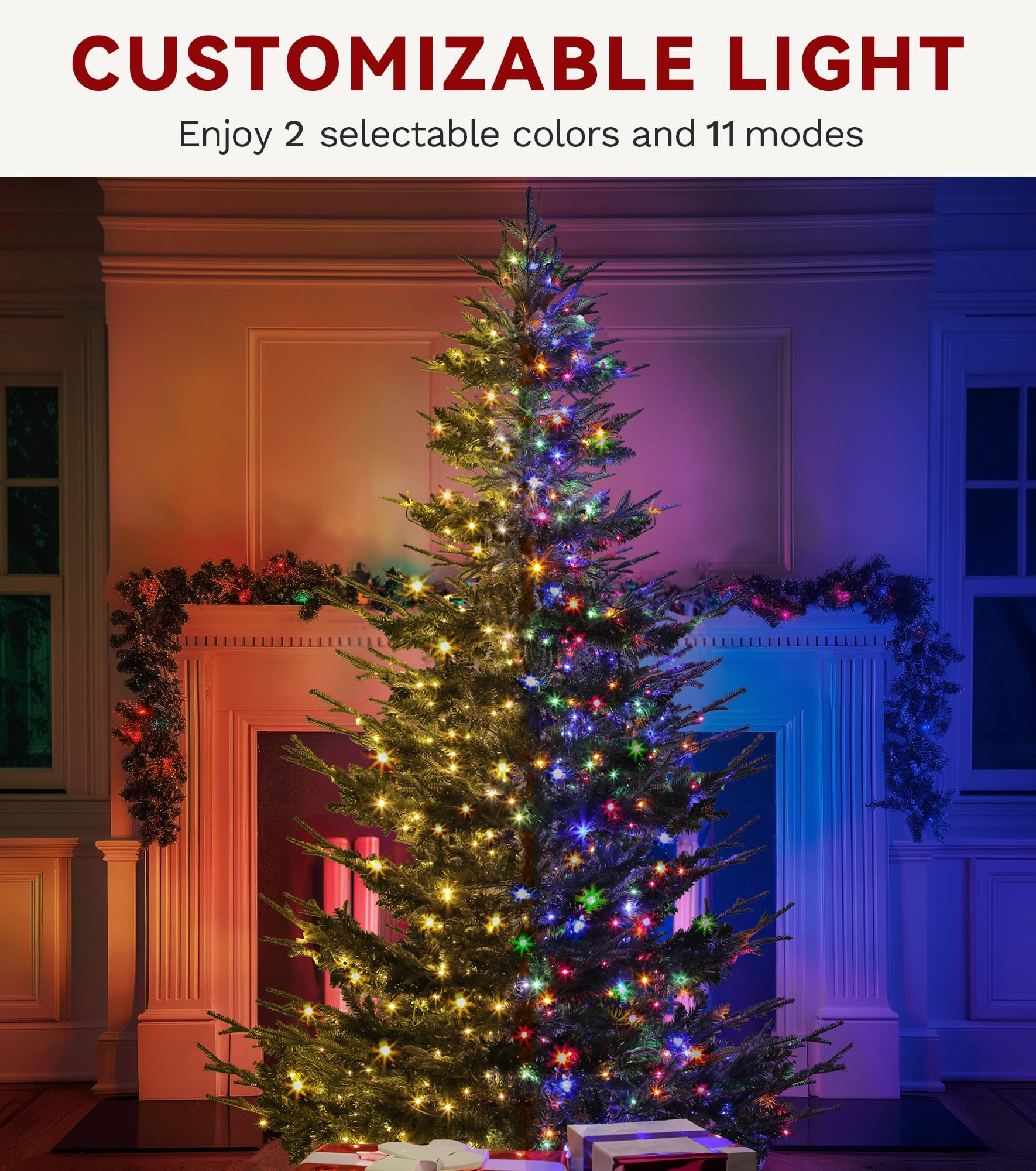 DWVO Aspen Fir 7.5ft Christmas Tree with 700 LED Lights, Prelit Atificial Christmas Trees, Green Full Xmax Trees with 1319 Metal