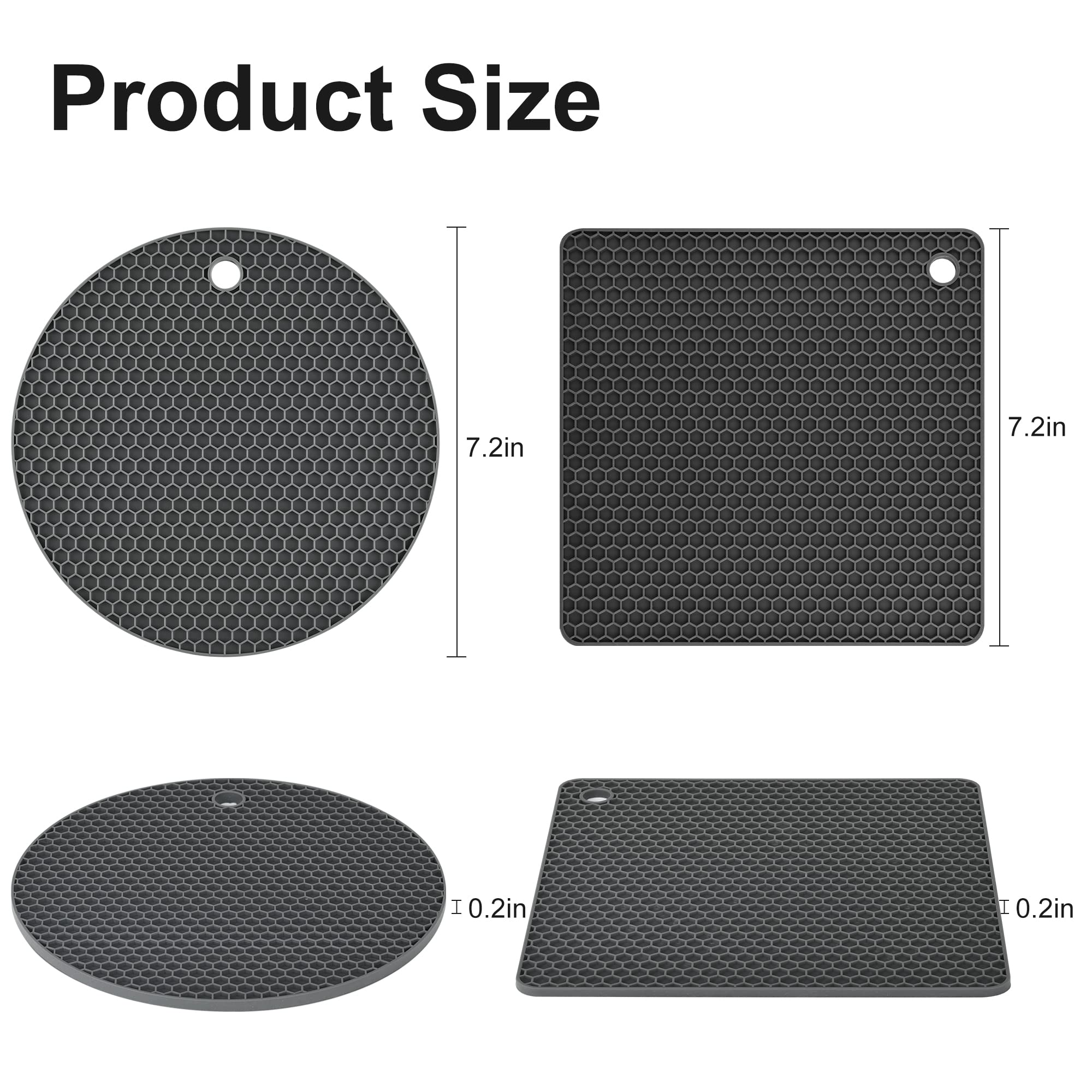 Spuvgvc Silicone Trivets For Hot Dishes-Heat Resistant Mats-Siliocne Pot Holders-Hot Pads-Trivet Mat For Kitchen, Multipurpose S