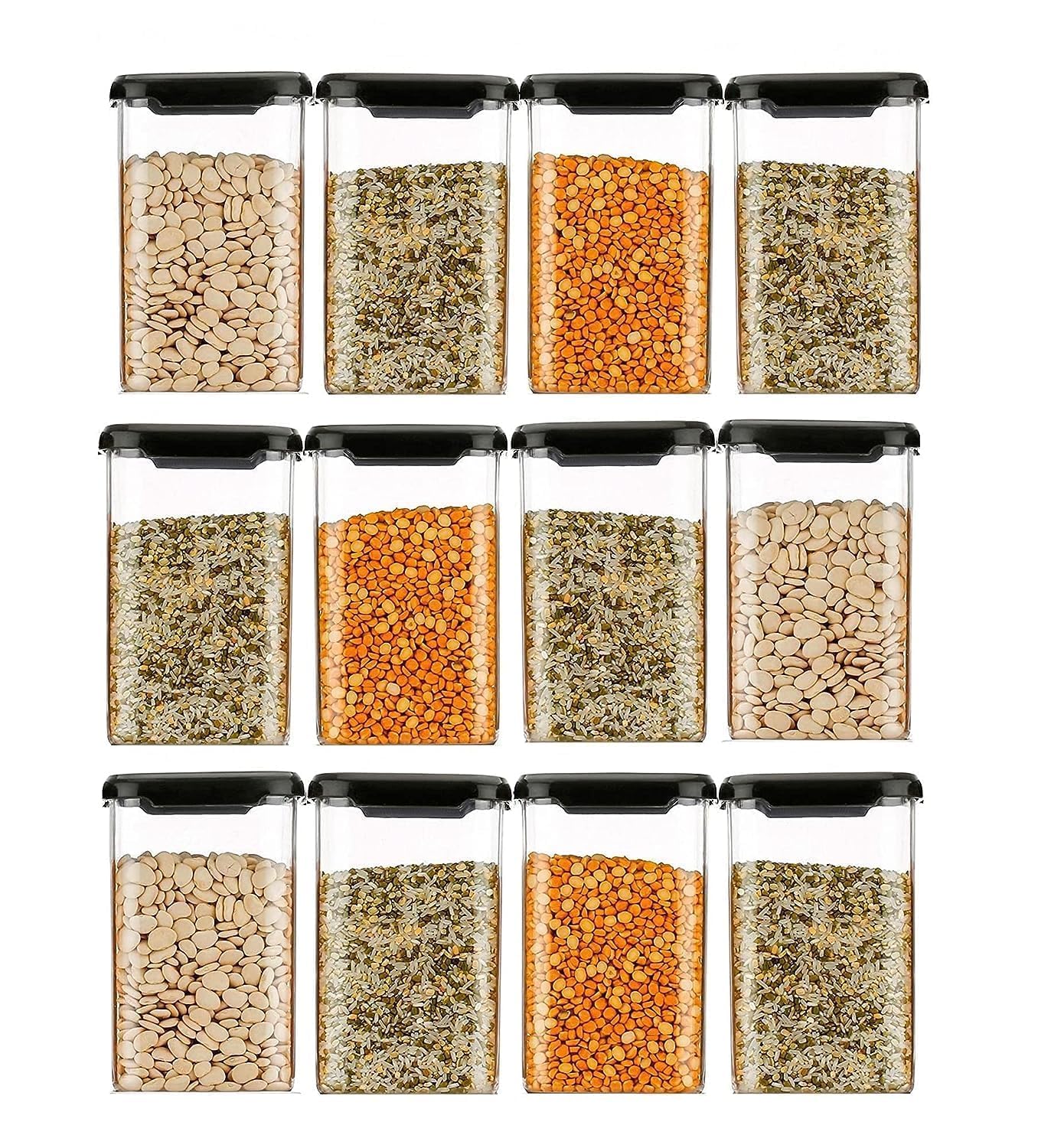 Tekcool Air Tight Kitchen Containers Set (Pack Of 6, 1200 Ml) For Storage Pulses, Cereals, Grains, Dry Fruits, Pantry Organizati