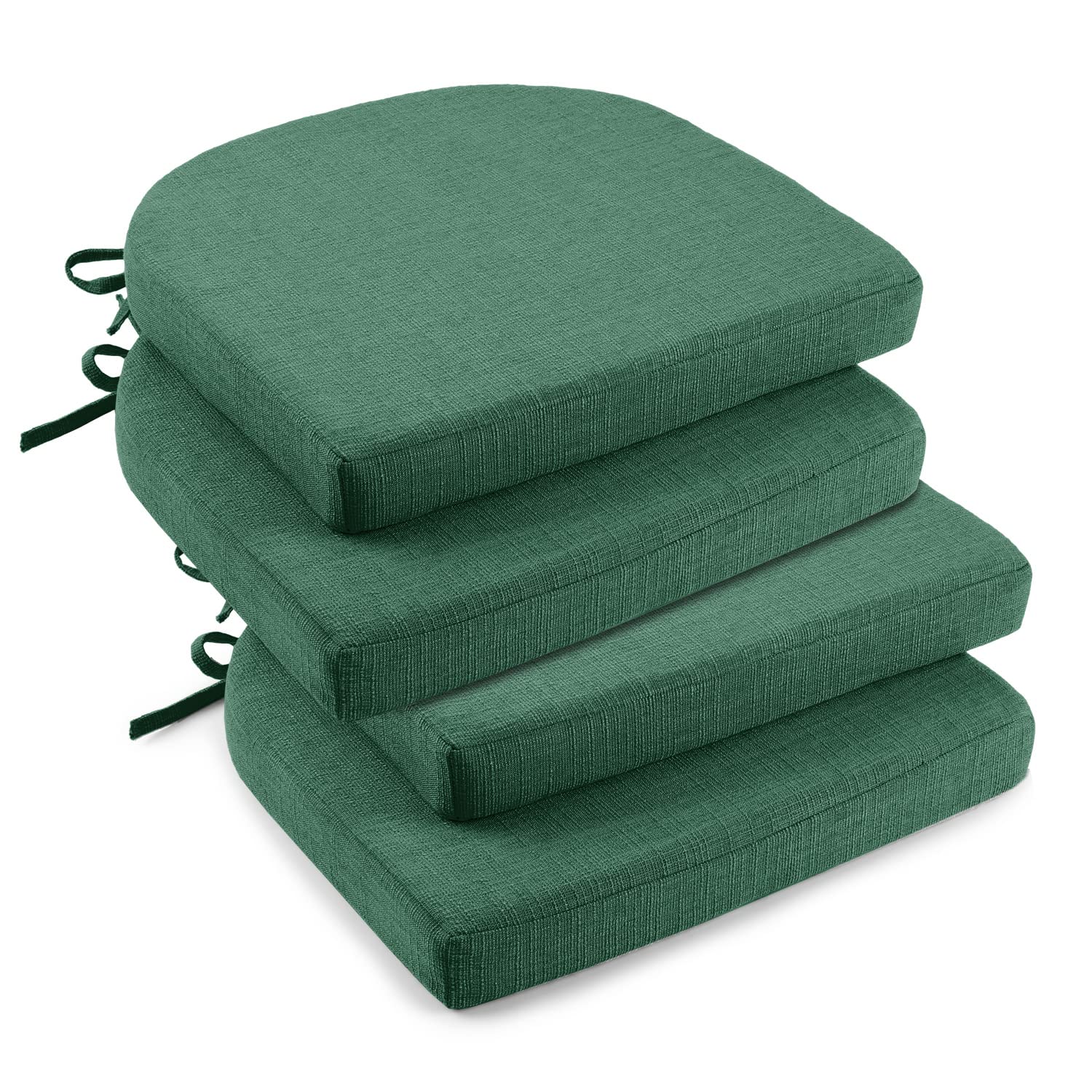 Downluxe Indoor Chair Cushions For Dining Chairs, Soft And Comfortable Textured Memory Foam Kitchen Chair Pads With Ties And Non