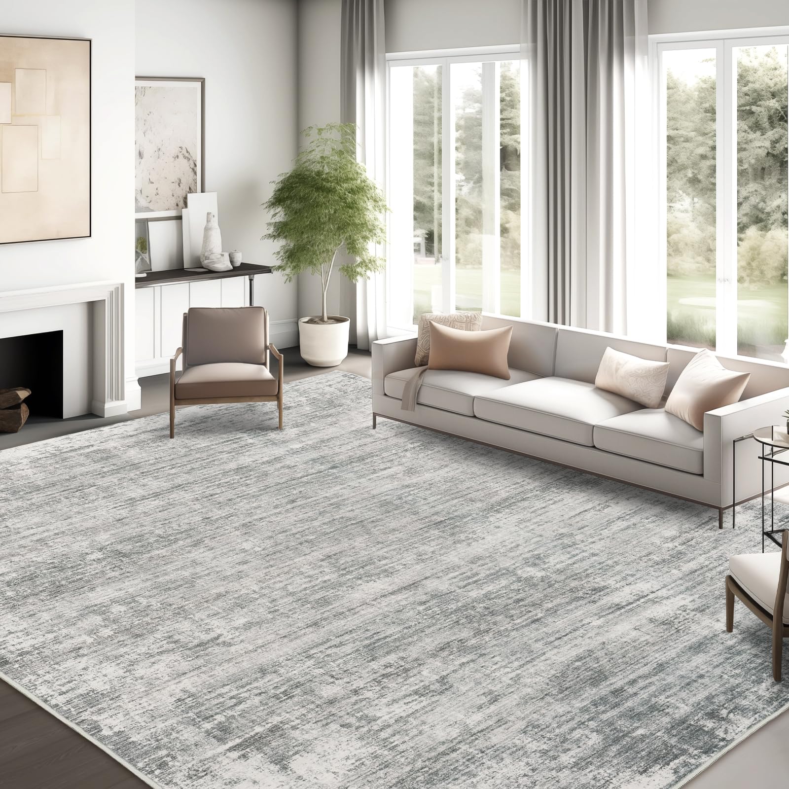 zesthome 6x9 Rugs for Living Room - Abstract Washable Rug, Ultra-Thin 6x9 Area Rugs, Stain Resistant Rugs for Bedroom, Large Hom