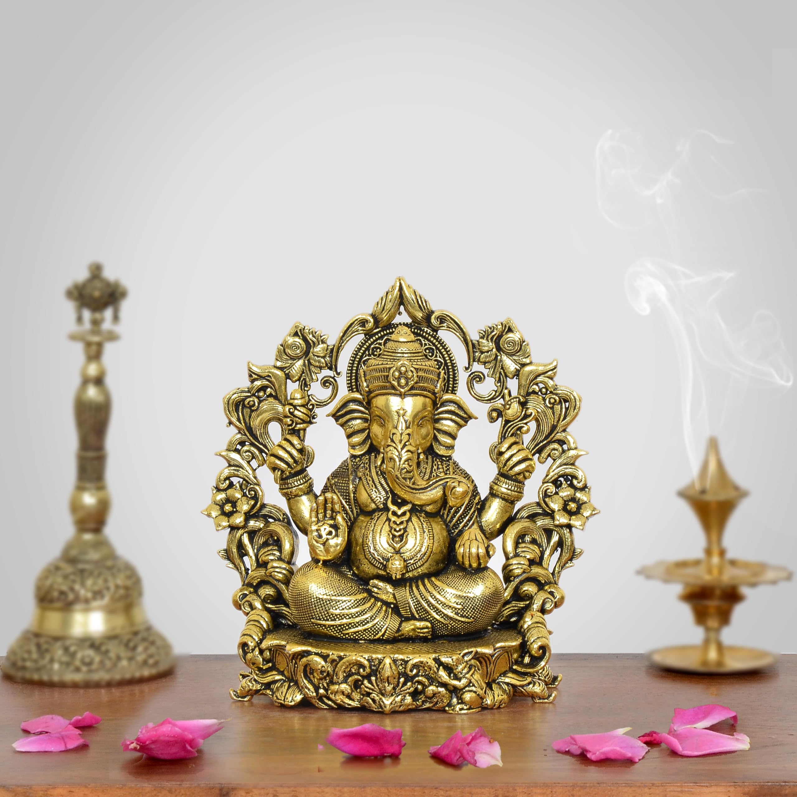 Aona Bronze Lord Ganesha Idol Ganesh Statue Decorative Sculpture For Home Office Mandir Pooja Showpiece (Height 4 Inch)
