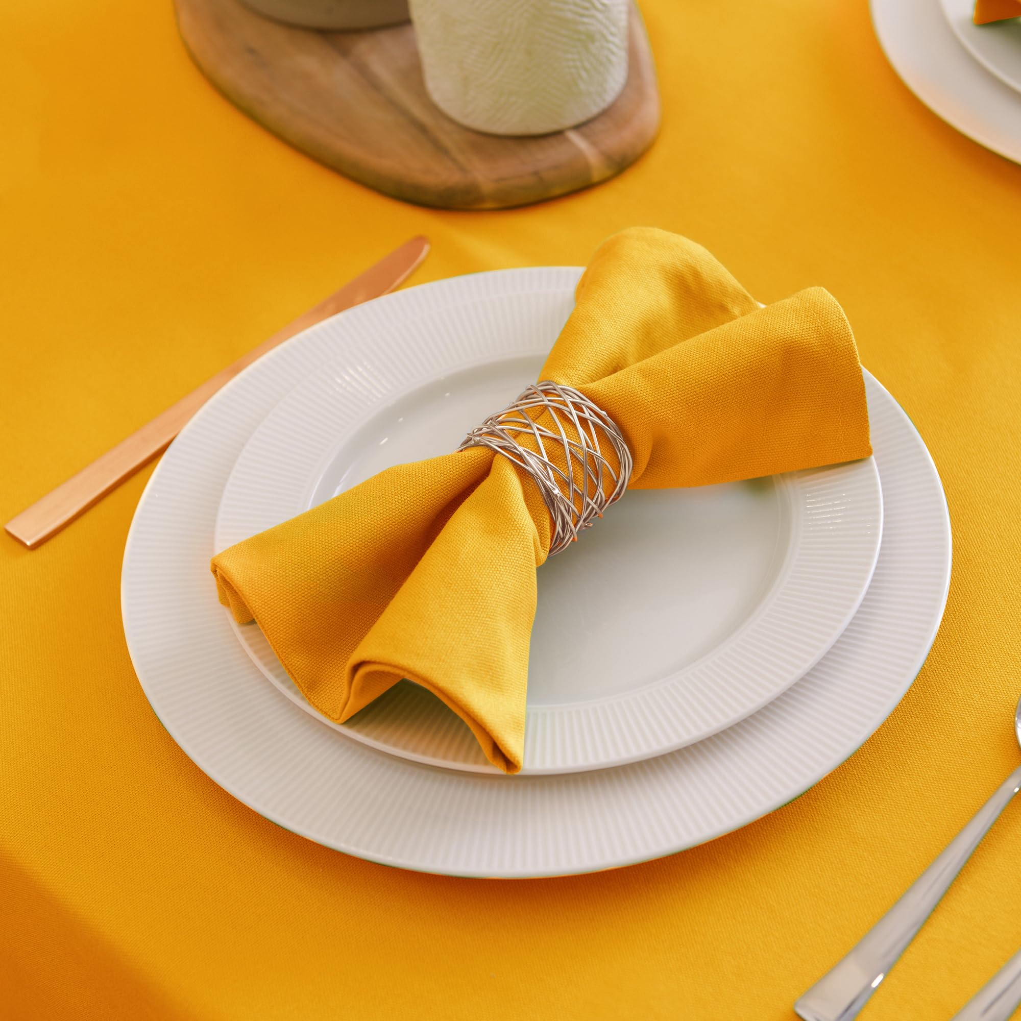 Encasa 100% Cotton Cloth Napkins Set of 12 with Mango Color & Size 17''x17''  Dinner Napkins Washable and Reusable for Dinning Table Fall Decoration  Halloween & Christmas Festivals