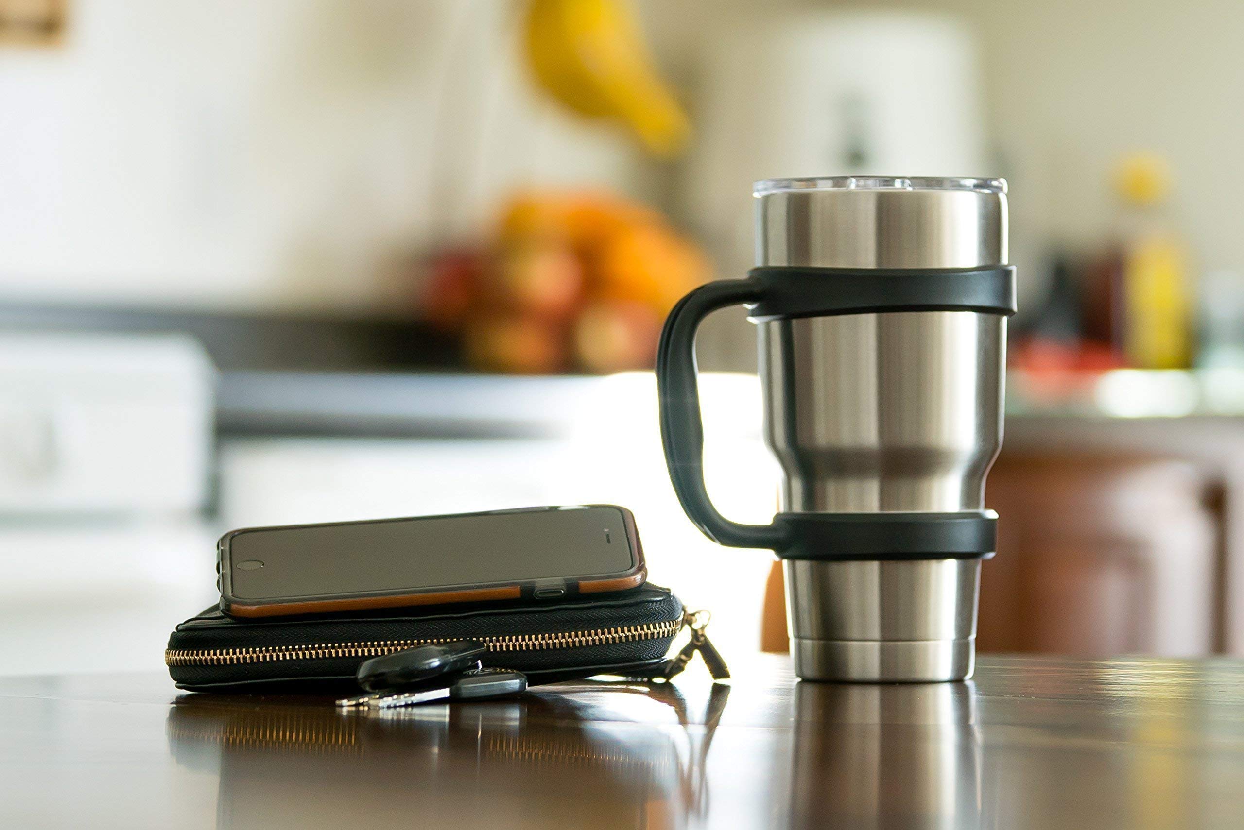 Strata Cups 30 Oz Tumbler Handle - Available For 30 Oz Yeti Tumbler, Ozark Trail Tumbler, Rambler Tumbler- Bpa Free (Black)