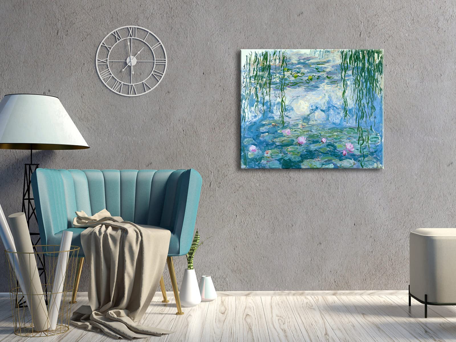 Wieco Art Water Lilies Giclee Canvas Prints Wall Art By Claude Monet Famous Oil Paintings Flowers Reproduction Modern Clsssic La