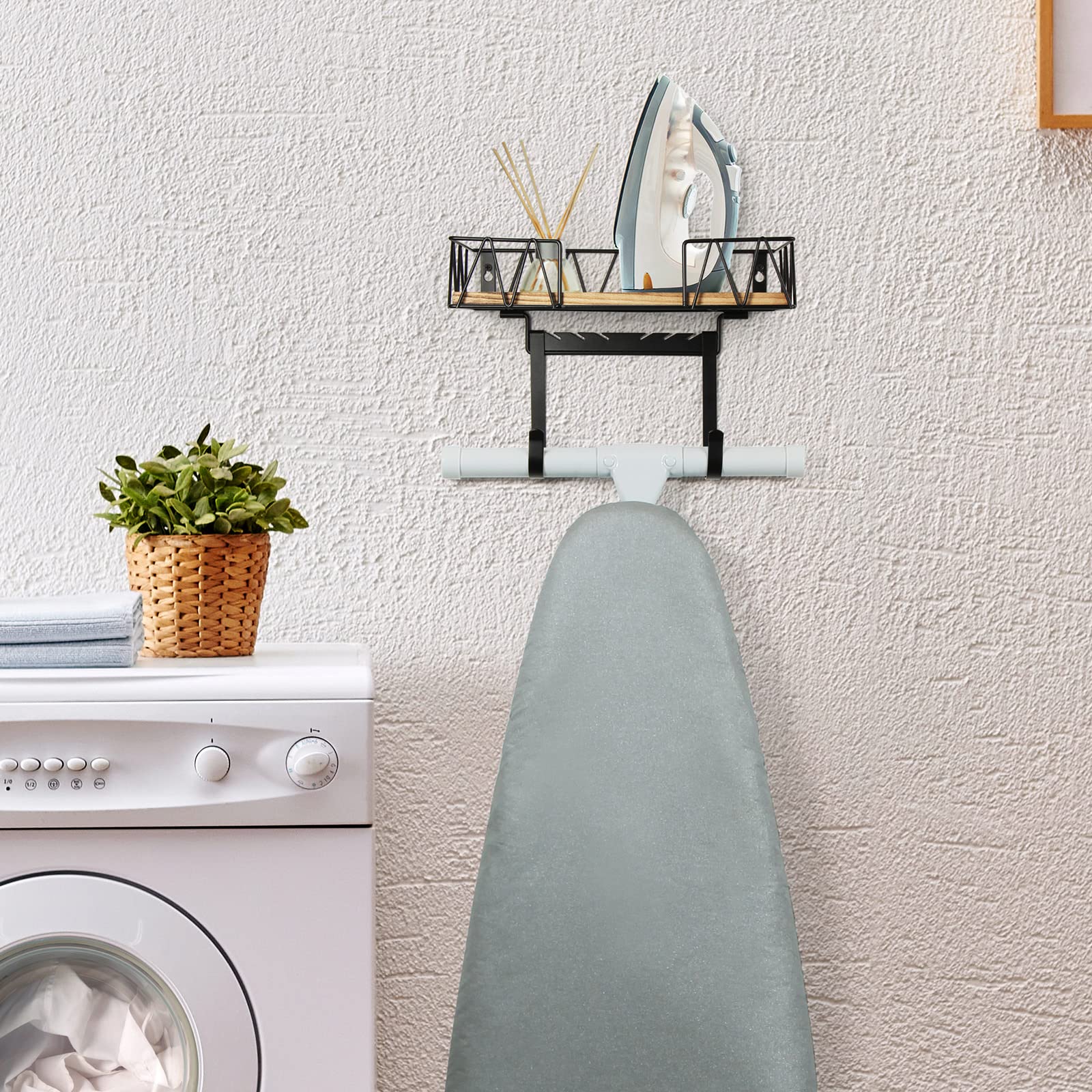 Tj.Moree Ironing Board Holder Wall Mount - Laundry Room Iron And Ironing Board Hanger Laundry Room Decor Organization And Storag