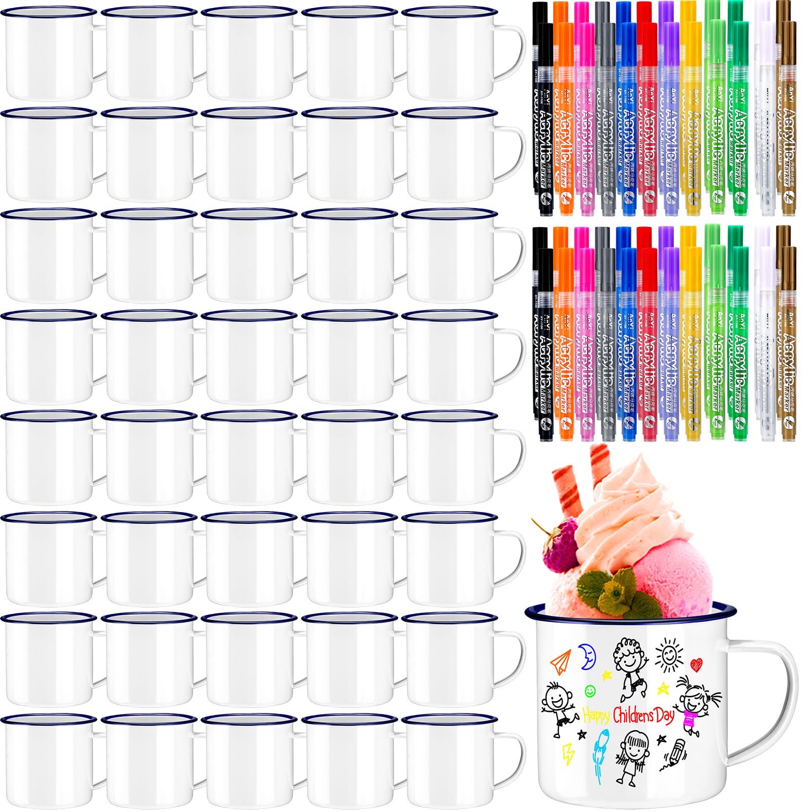 Hoolerry 88 Pieces Painted Mugs Decorating Kit DIY Coffee Mug Personalized