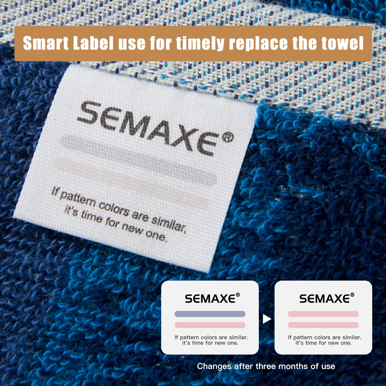 Semaxe Bath Towel Set, 100% Cotton Bathroom Towels With Hanging Loops And Lifecycle Labels, 8 Piece Towel Set Include 2 Bath Tow
