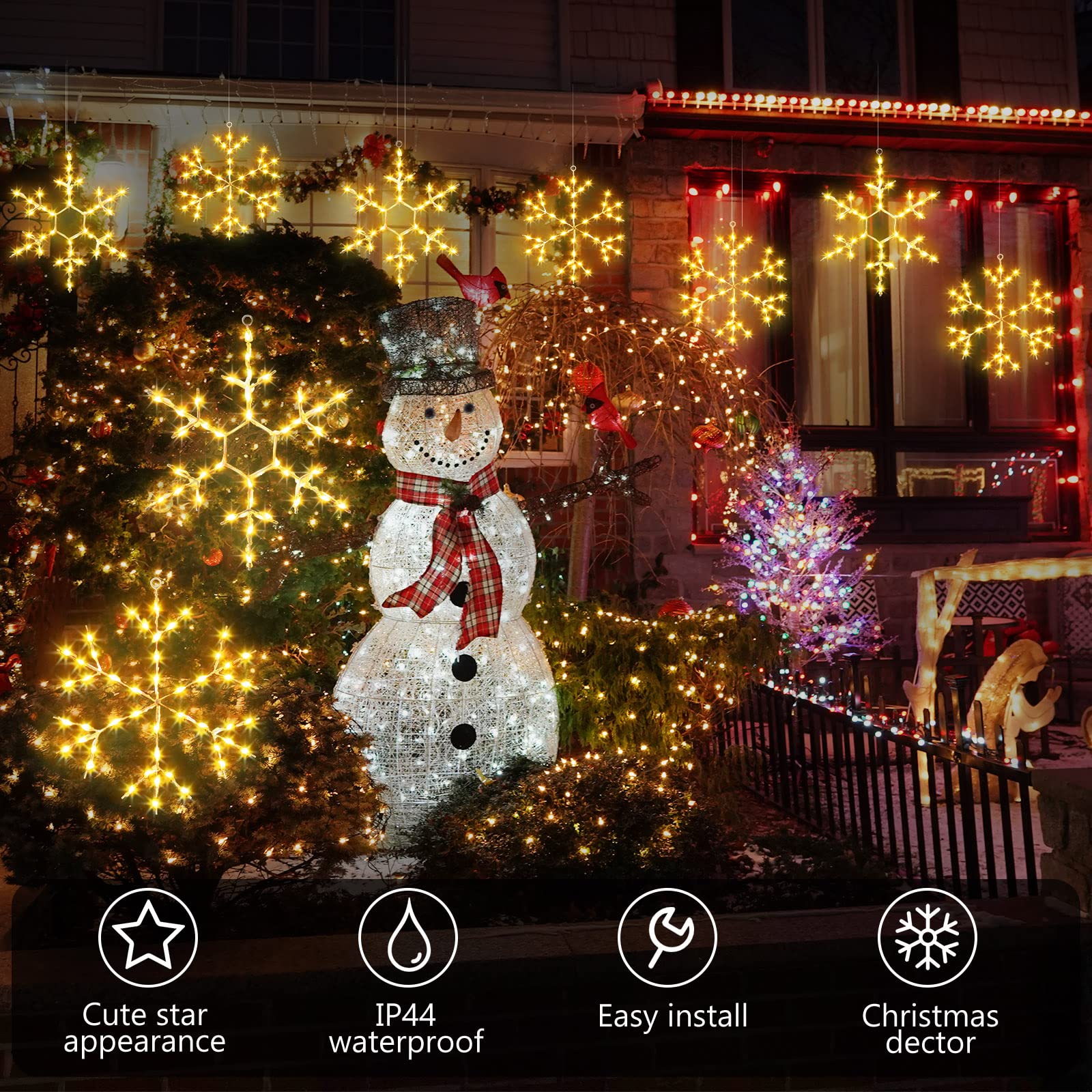 Tuanse 8 Pcs Christmas Silhouette Window Lights Christmas Snowflake Lights with Remote Control LED Lighted Snowflake Decorations