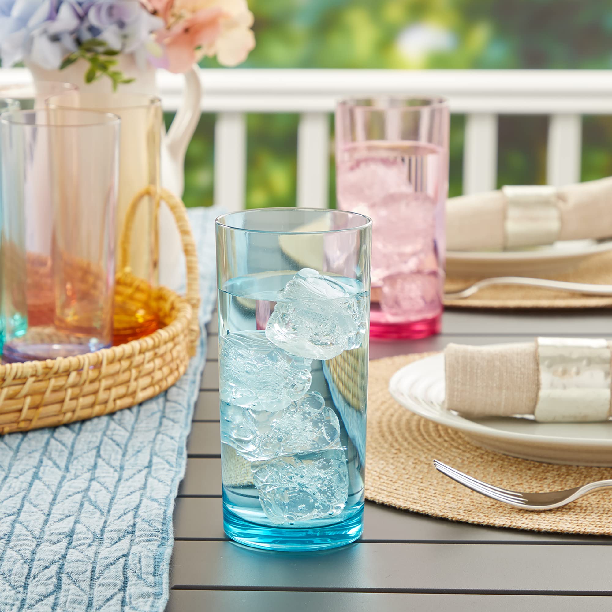 Us Acrylic Classic Plastic Reusable Drinking Glasses (Set Of 6) 16Oz Water Cups Assorted Colors | Bpa-Free Tumblers, Made In Usa
