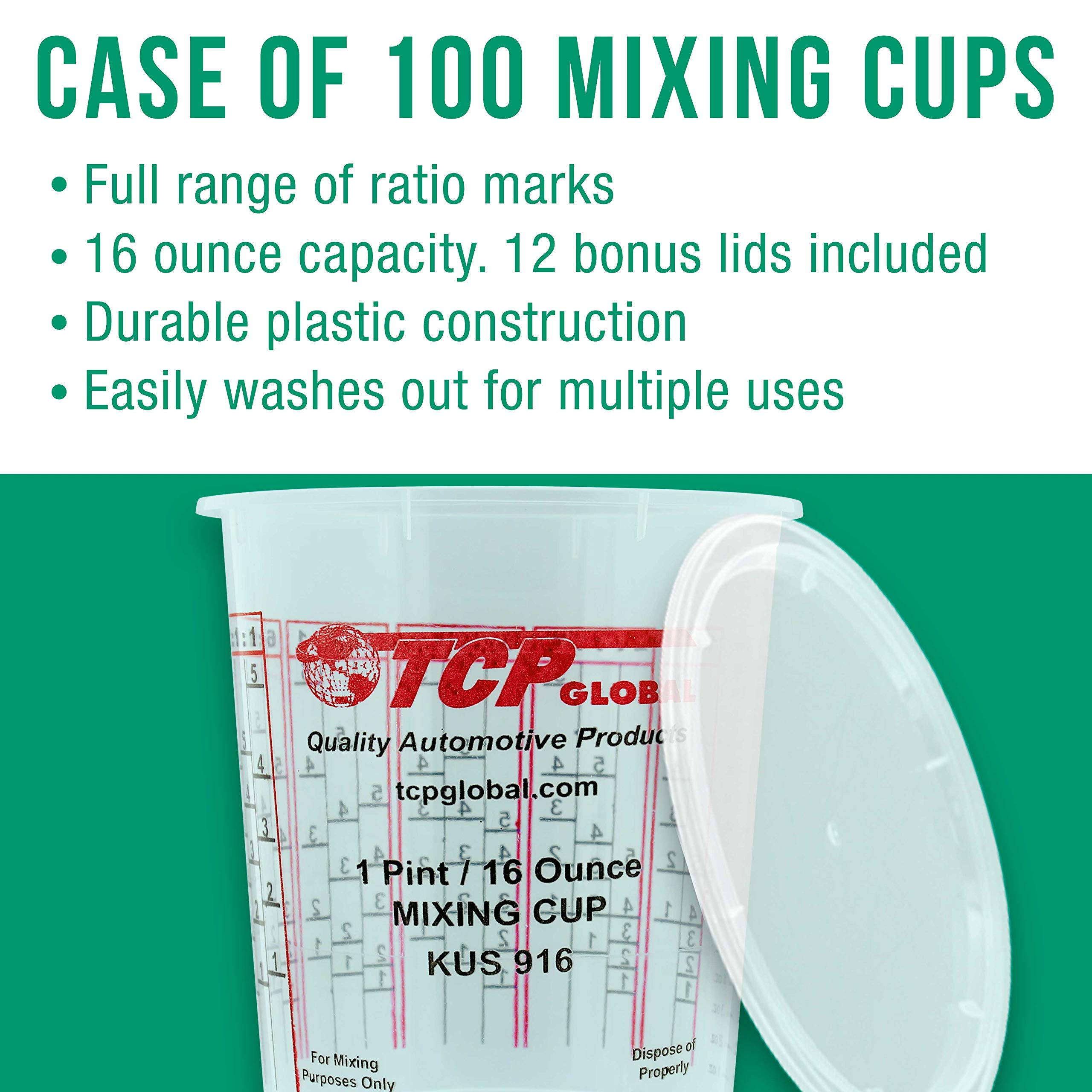 Custom Shop - Pack Of 36 Each - 16 Ounce Graduated Paint Mixing Cups - Cups Are Calibrated With Multiple Mixing Ratios - Also In