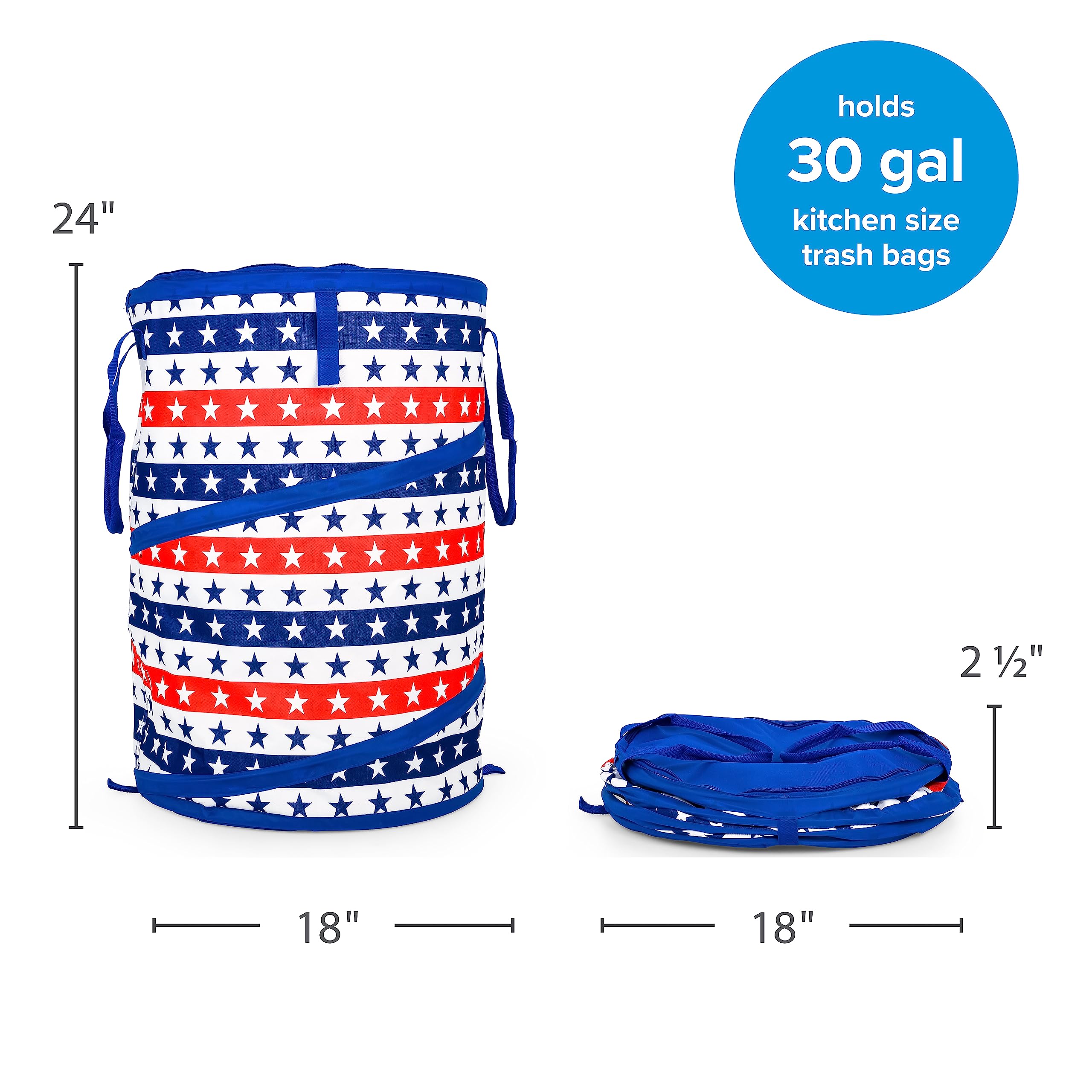 Camco Life Is Better At The Campsite Camper/Rv Pop-Up Utility Container | Features Red, White, And Blue Patriotic Theme & Holds