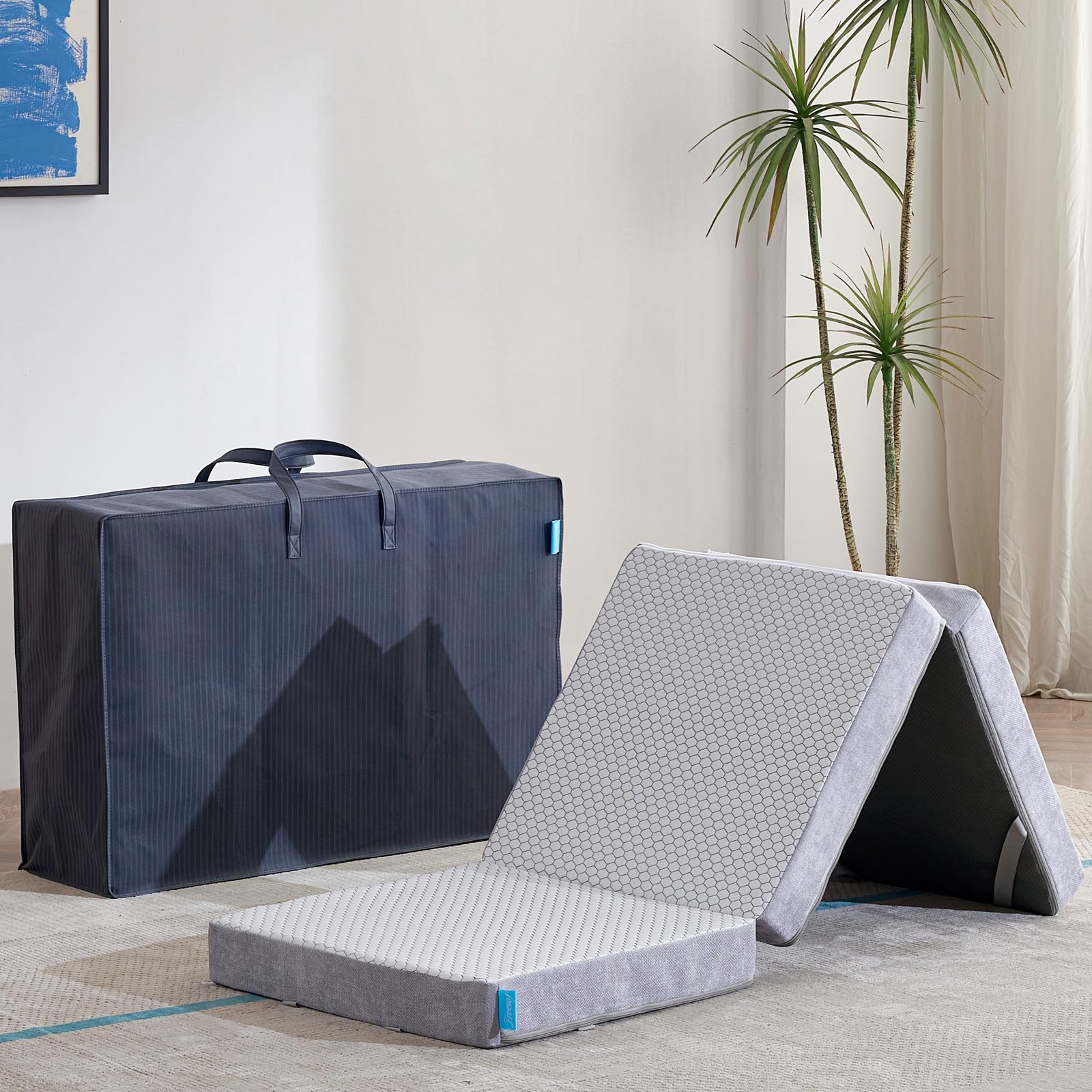 Freesof Foldable Mattress, 4 Inch Single Memory Foam Mattress Topper 75 X 25Floor Mattresses For Sleeping With Storage Bag, Tir 