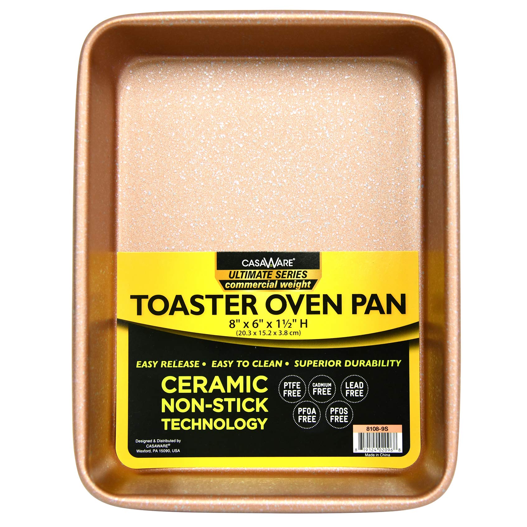 Casaware 8 X 6 X 1.75-Inch Toaster Oven Ultimate Series Commercial Weight Ceramic Non-Stick Coating Pan (Rose Gold Granite)