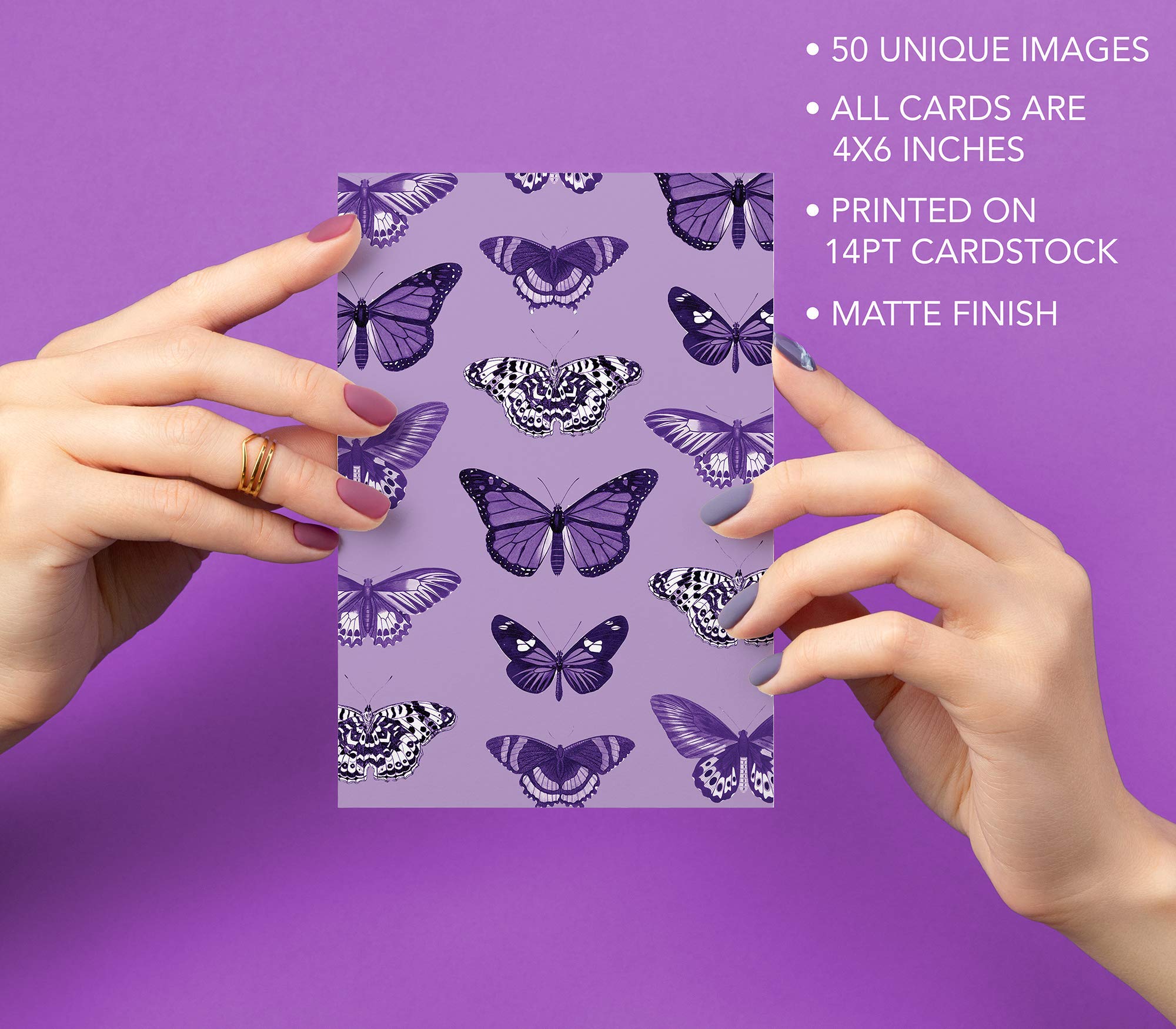 Artivo Purple Wall Collage Kit Aesthetic Pictures, 50 Set 4X6 Butterflies, Purple Black Aesthetic Pictures For Wall Decor, Poste