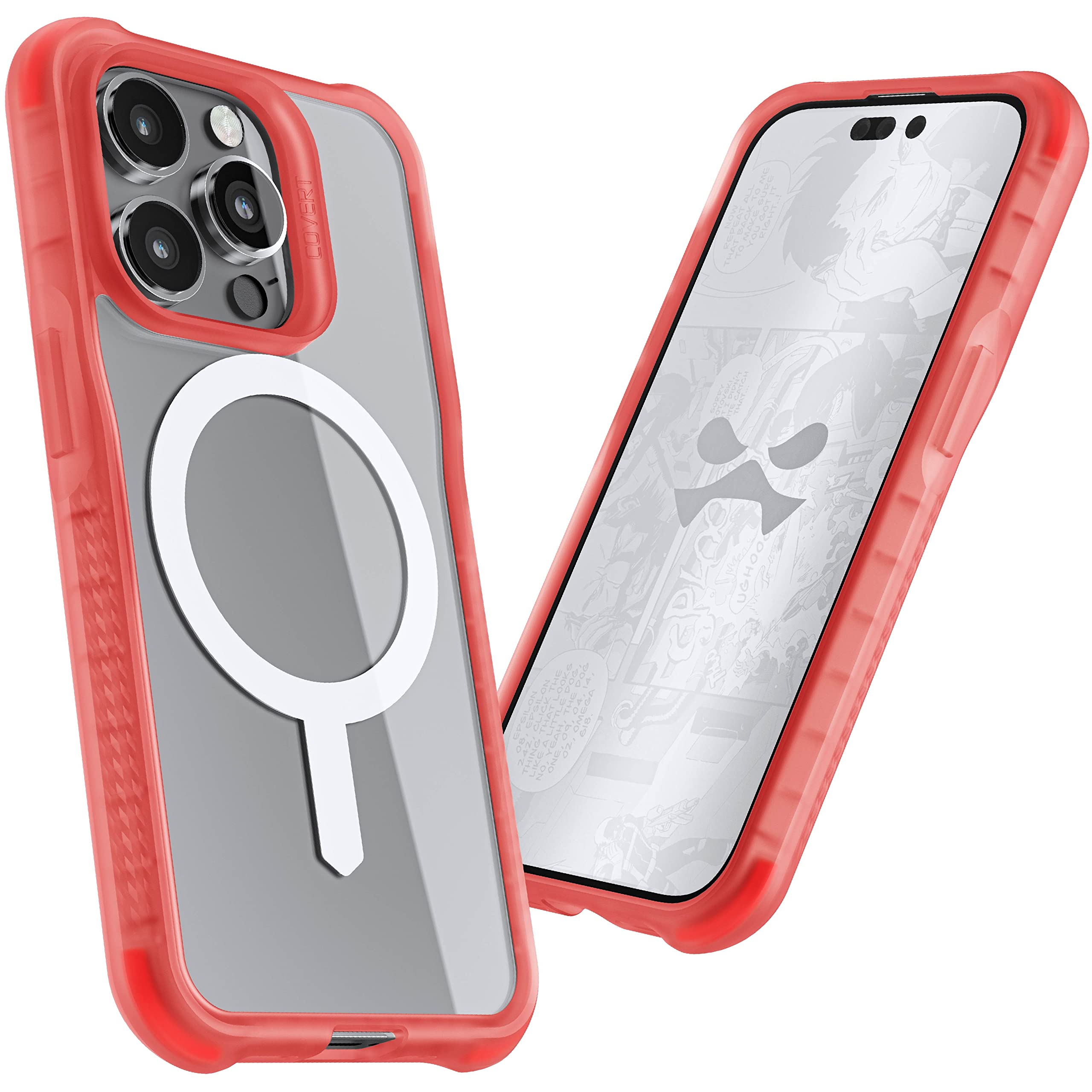 Ghostek Covert Pink Iphone 14 Pro Case For Women Clear Shockproof Magsafe Phone Cover With Anti-Yellowing And Supports Apple Mag