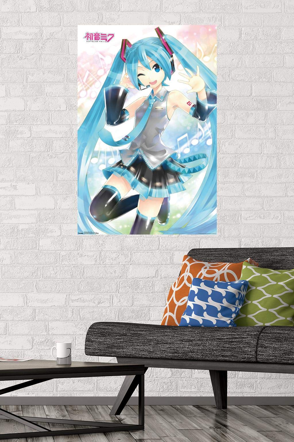 Trends International Hatsune Miku - Waving Wall Poster, 22.375'' X 34'', Poster & Mount Bundle