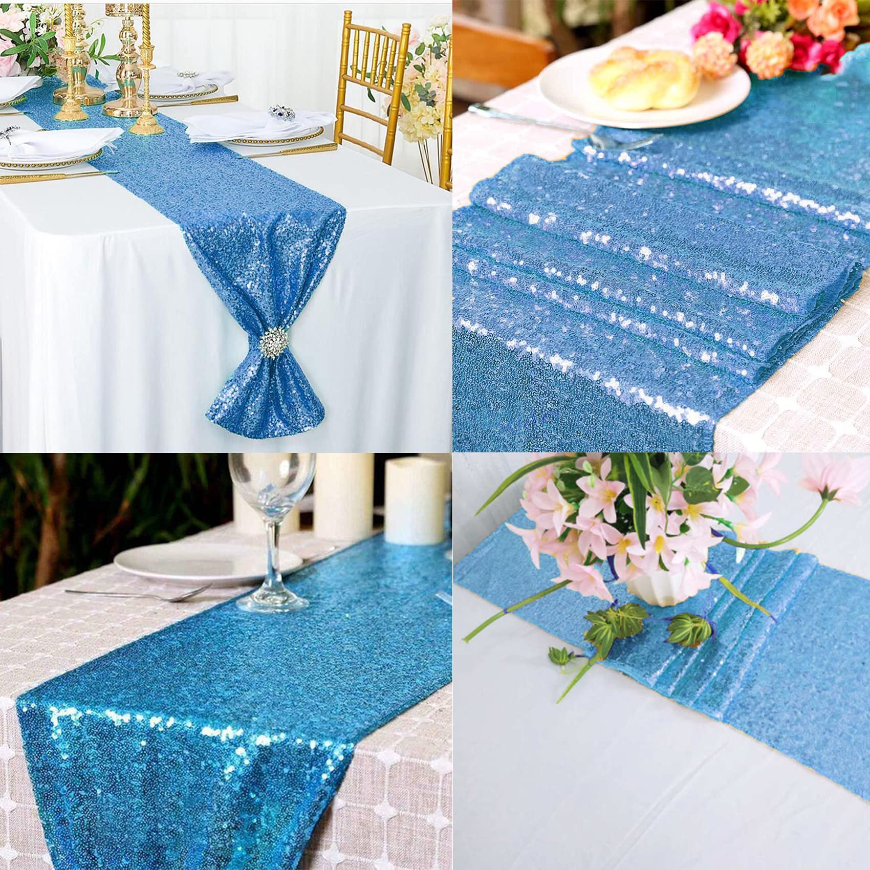 12 Packs Sequin Table Runner Glitter Dining Table Runner For Birthday Wedding Engagement Bridal Baby Shower Bachelorette Holiday