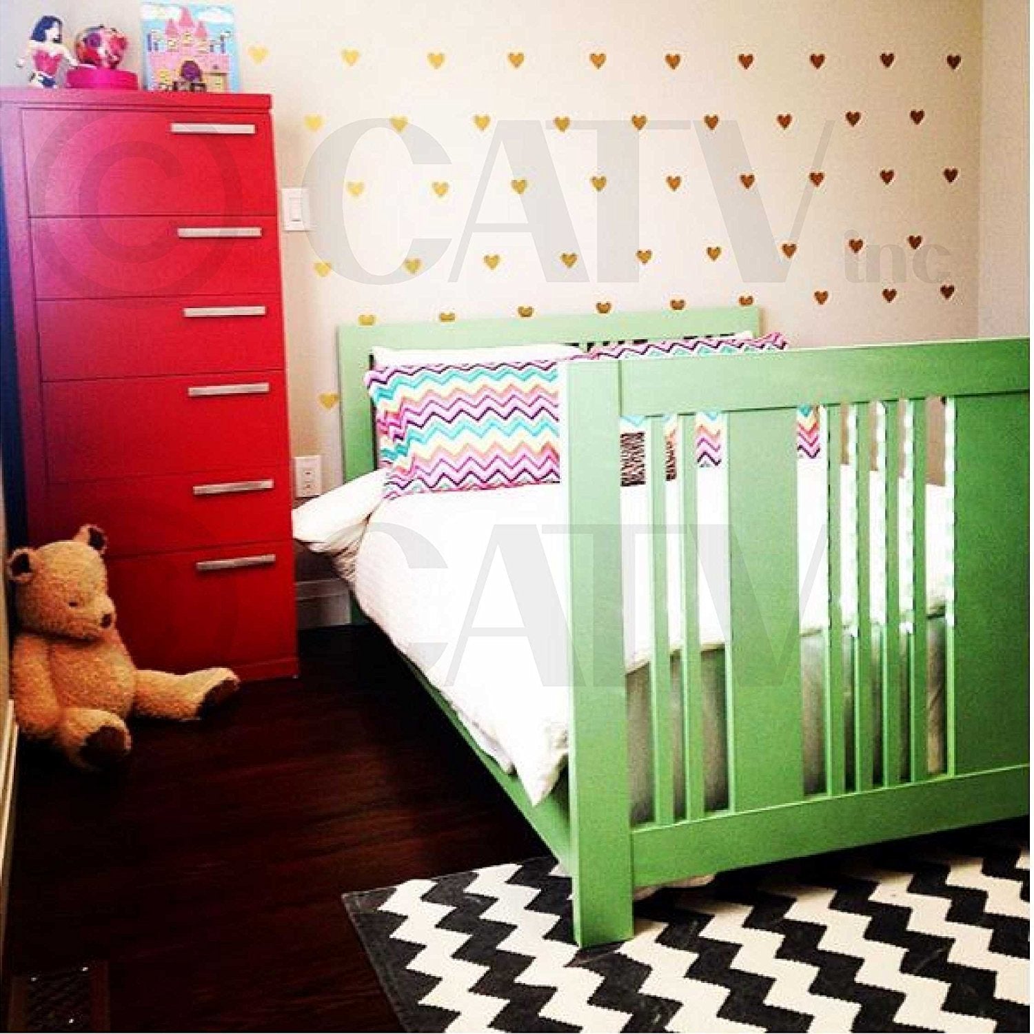 Hearts 2'' Set Of 120 Wall Pattern Decal Vinyl Stickers (Gold)