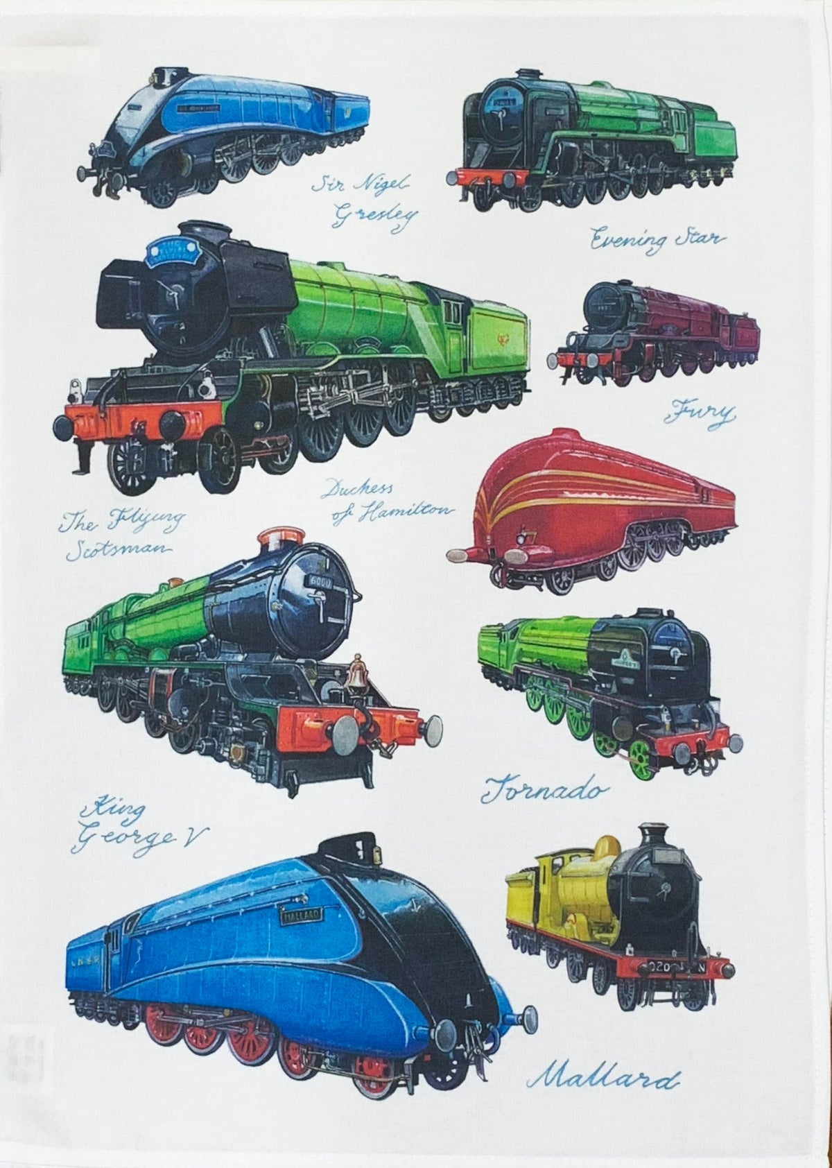Half A Donkey Classic Trains Large Cotton Tea Towel