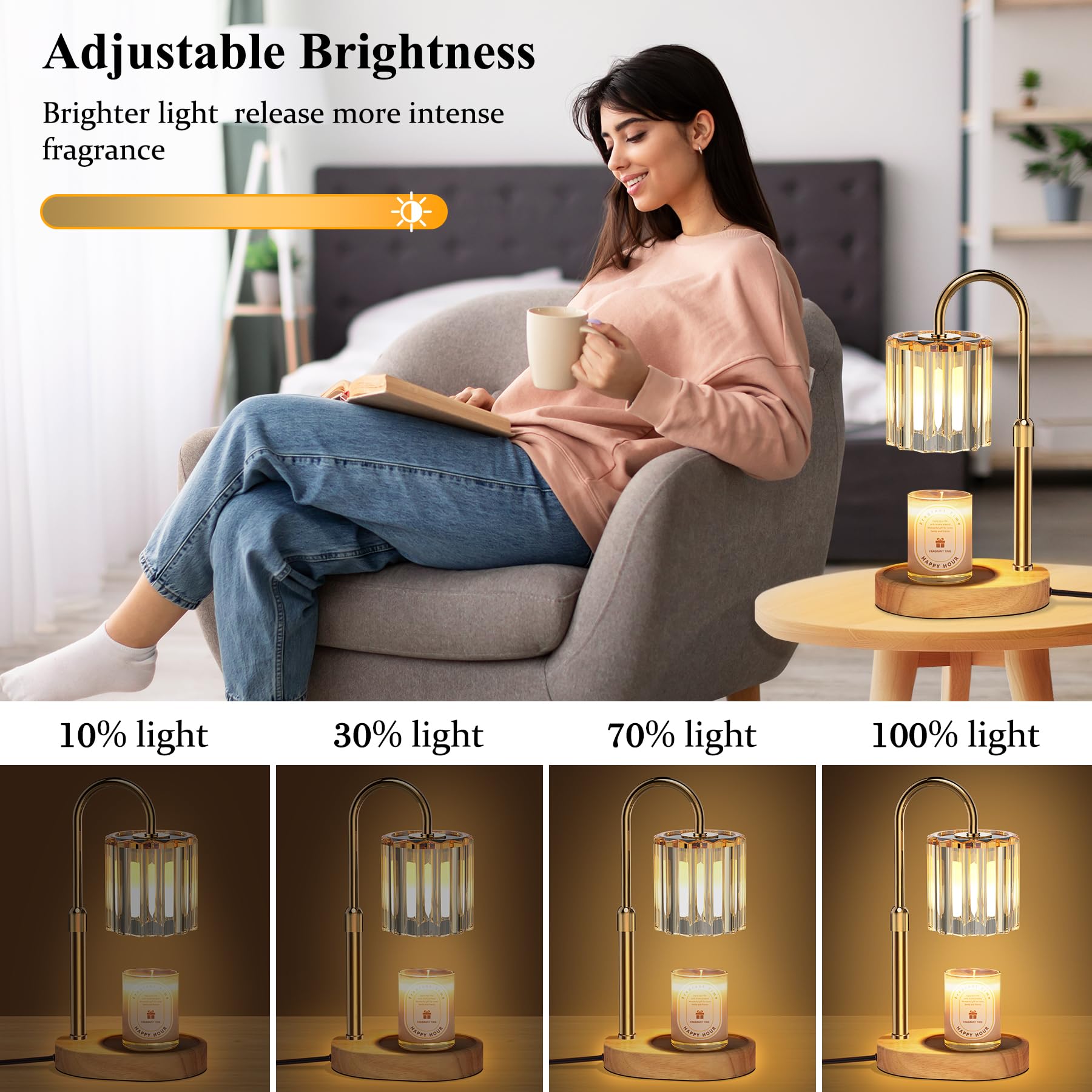 Lukasa Candle Warmer Lamp, Dimmable Candle Warmer, Timer, Bedroom Living Room Home Decor Wax Melting Warmer for Jar Candles, Bla
