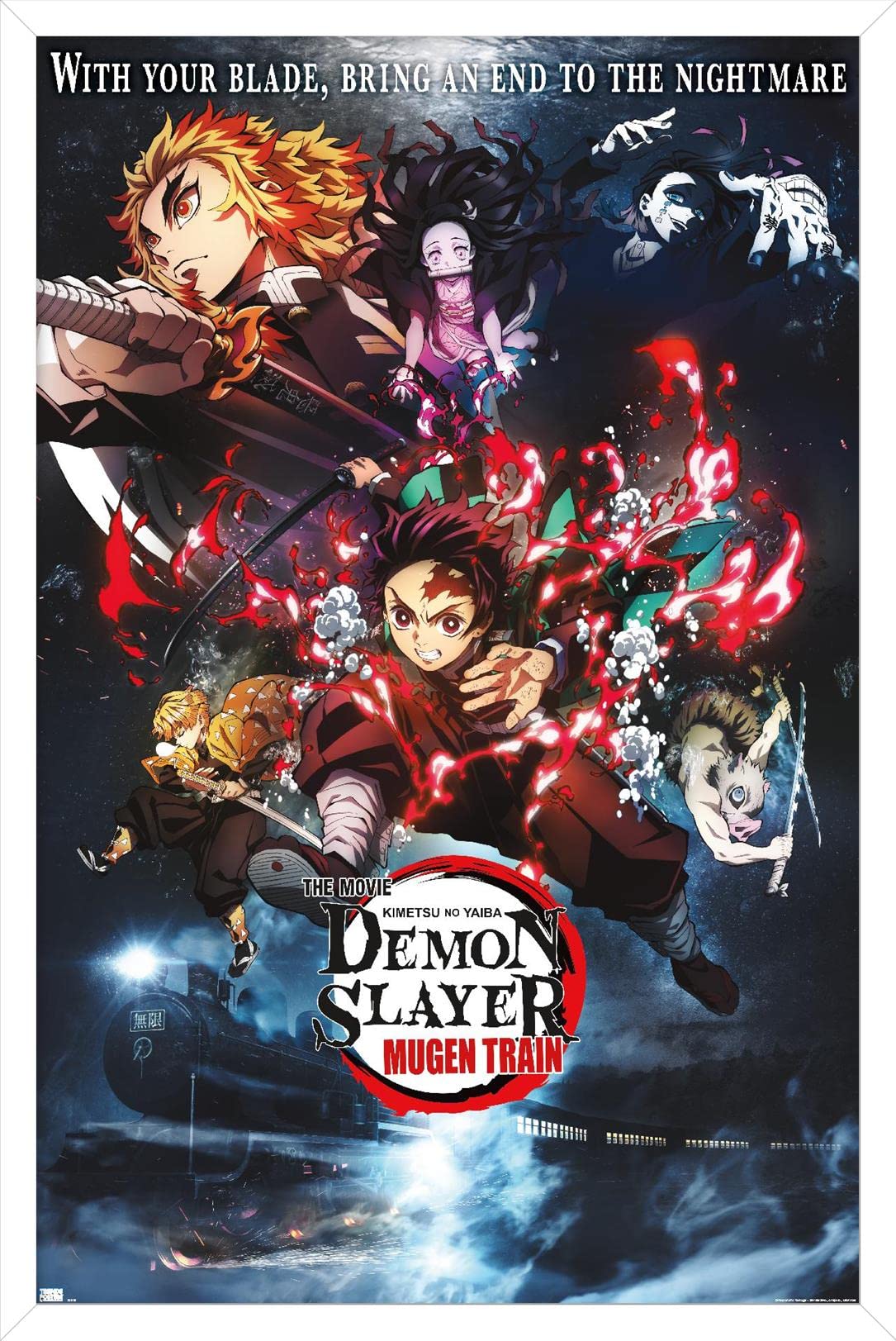 Trends International Demon Slayer: Mugen Train - Collage One Sheet Wall Poster, 14.725'' X 22.375'', White Framed Version
