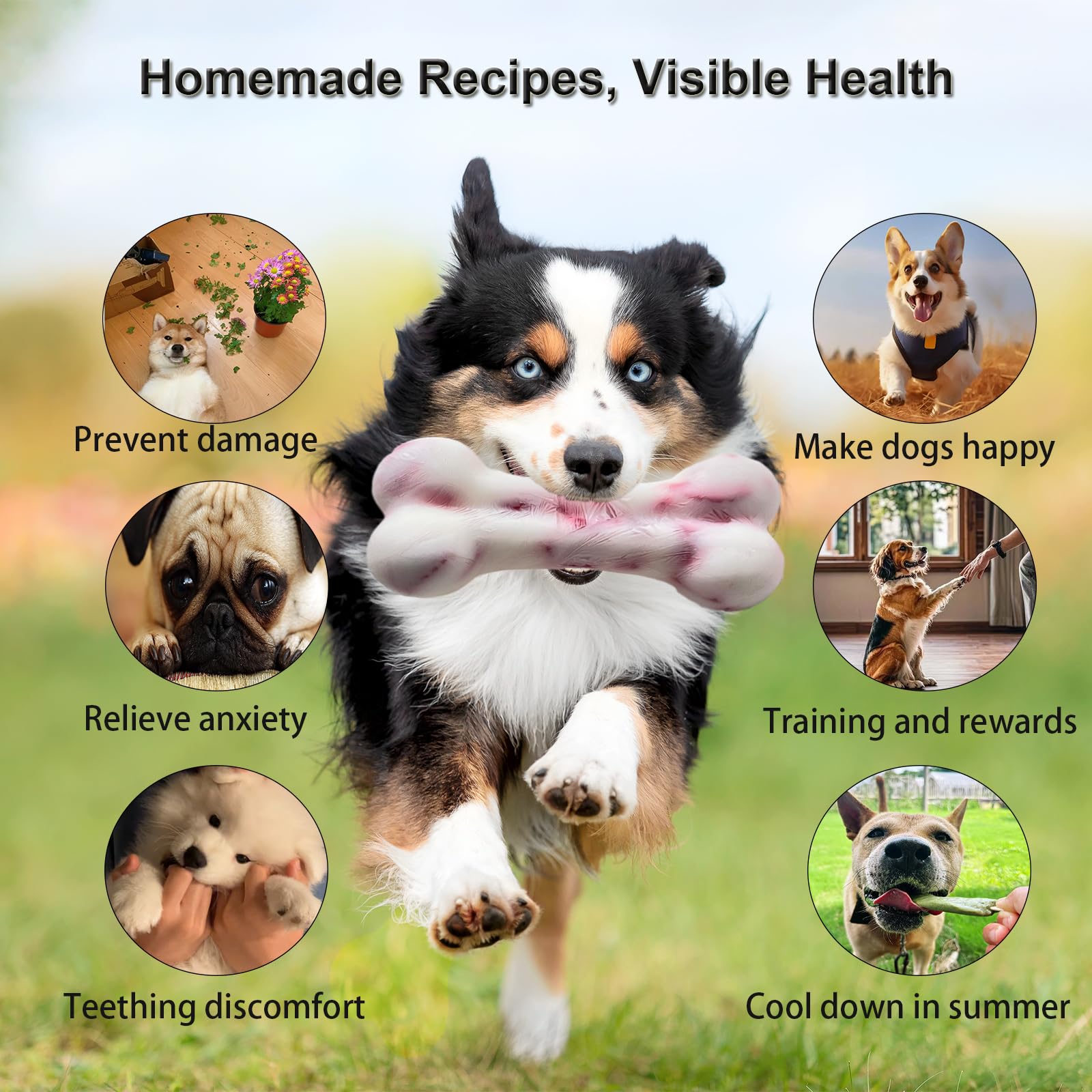 SIUPER 7.5IN Big Bone Dog Cat Treat Mold 1 Pack, DIY Flavors for Puppy. Food Safe Silicone for Oven. Large Ice Cube Mold for Pet