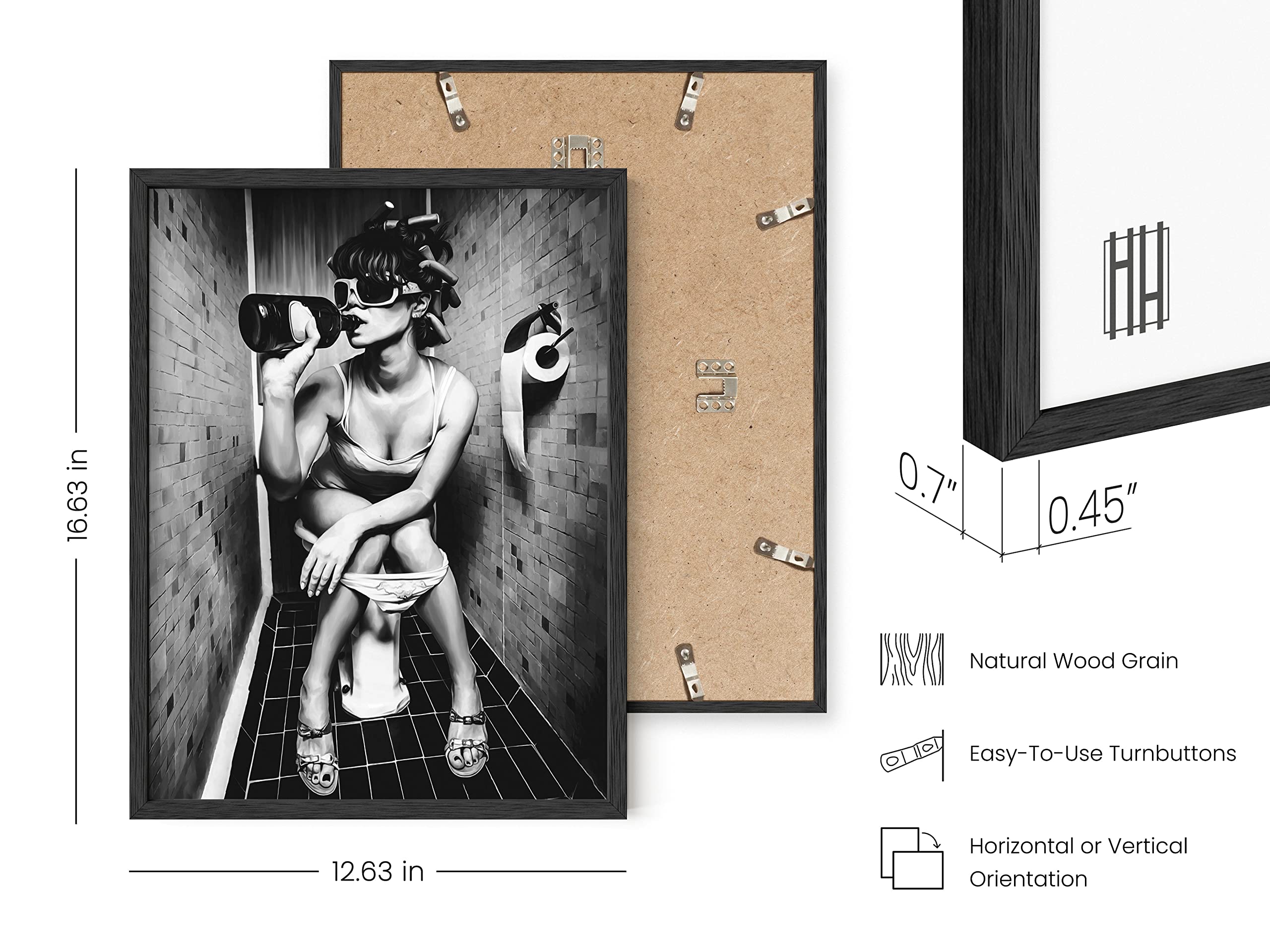 Haus And Hues Girl Bathroom Decor Wall Art - Bathroom Picture Wall Art, Black Art Wall Decor, Black And White Picture For Bathro