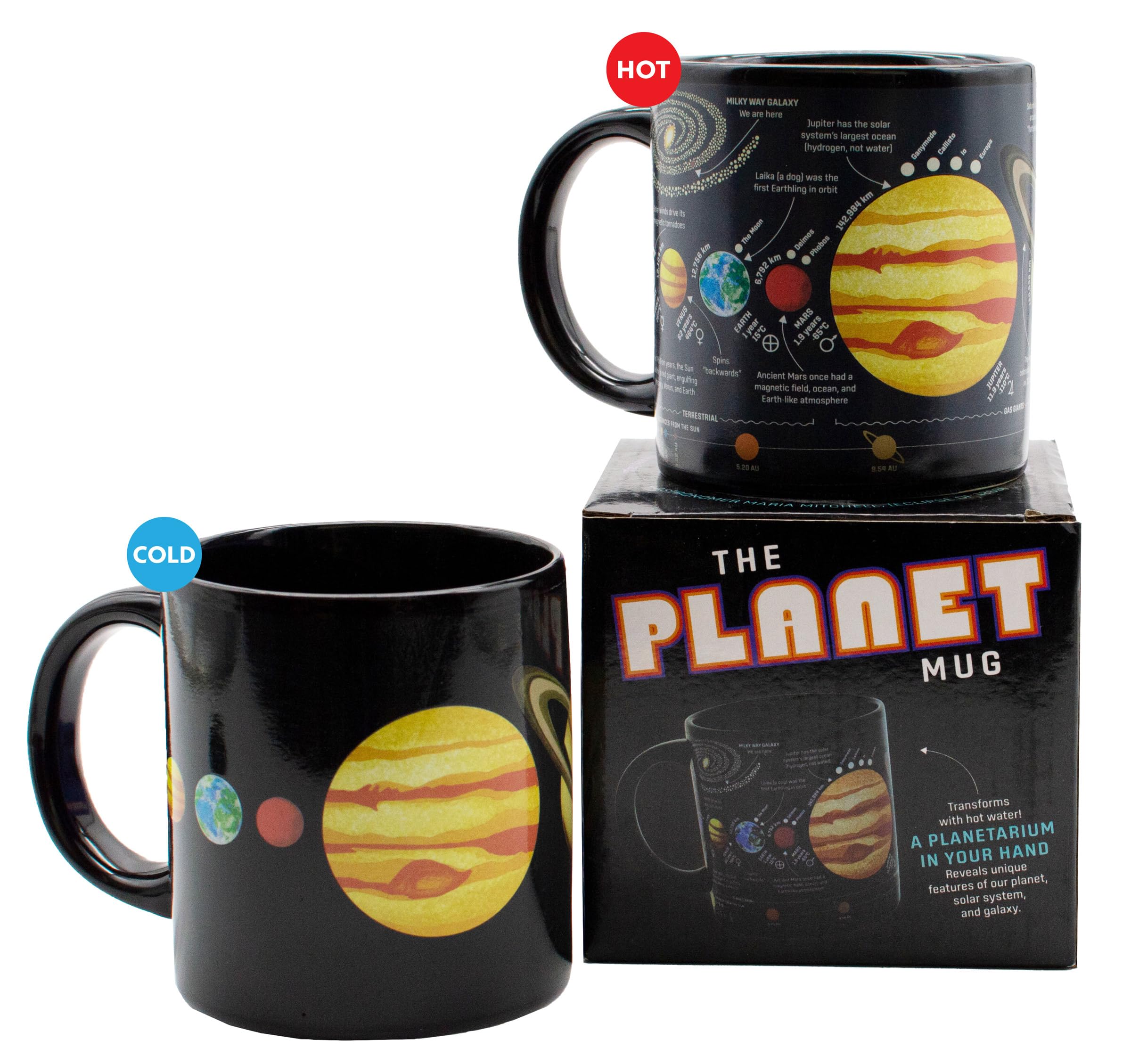 The Unemployed Philosophers Guild Heat Transforming Color Changing Planet Mug - Hot Coffee Reveals The Solar System, Comes In A
