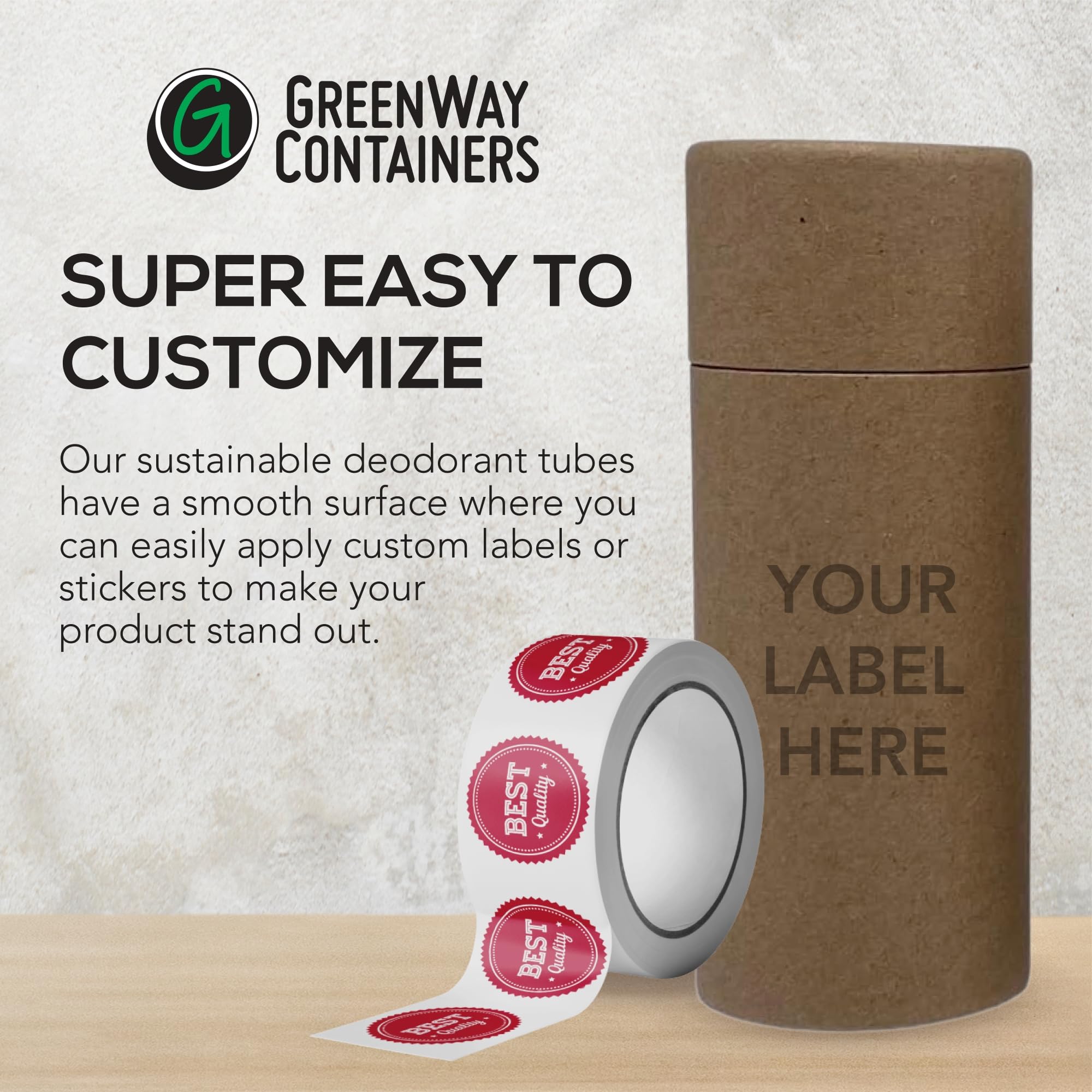 Greenway 2.5Oz / 70G Kraft Paperboard Deodorant Tubes With Lids - 6 Pack Solid Perfume Tubes Refillable Diy Cosmetic Containers