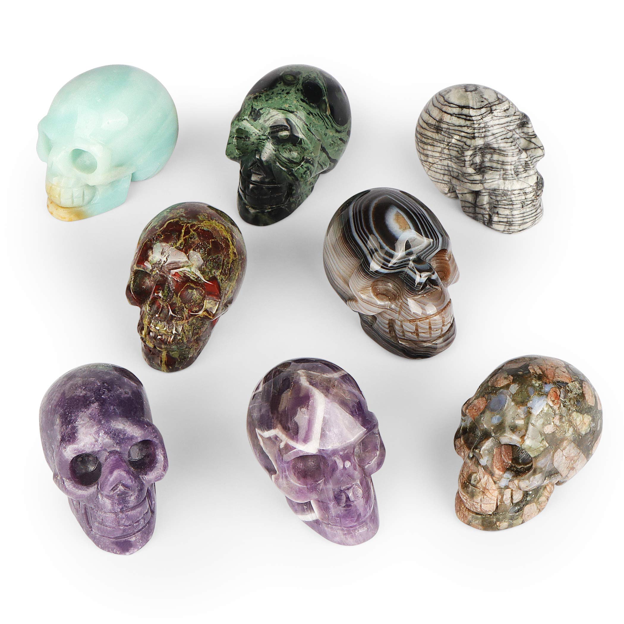 Artistone 2.0 Amethyst Crystal Skull Head Statue Halloween Home Decor Hand Carved Skull Crystal Figurine Purple Realistic Human