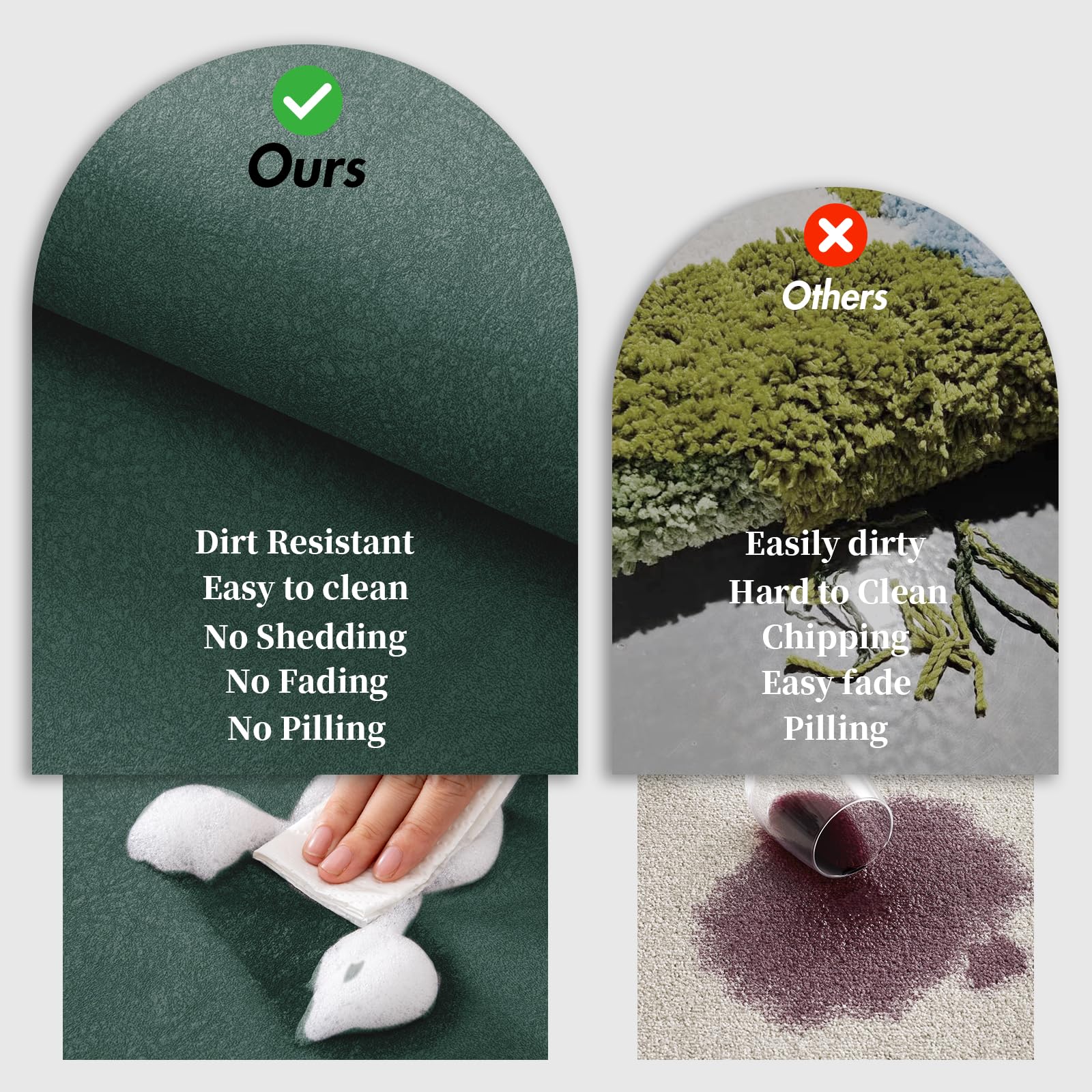 Ruerya Bath Mat (15.7X23.6), Bathroom Non Slip Absorbent Quick Dry Rubber Backed, Dark Green