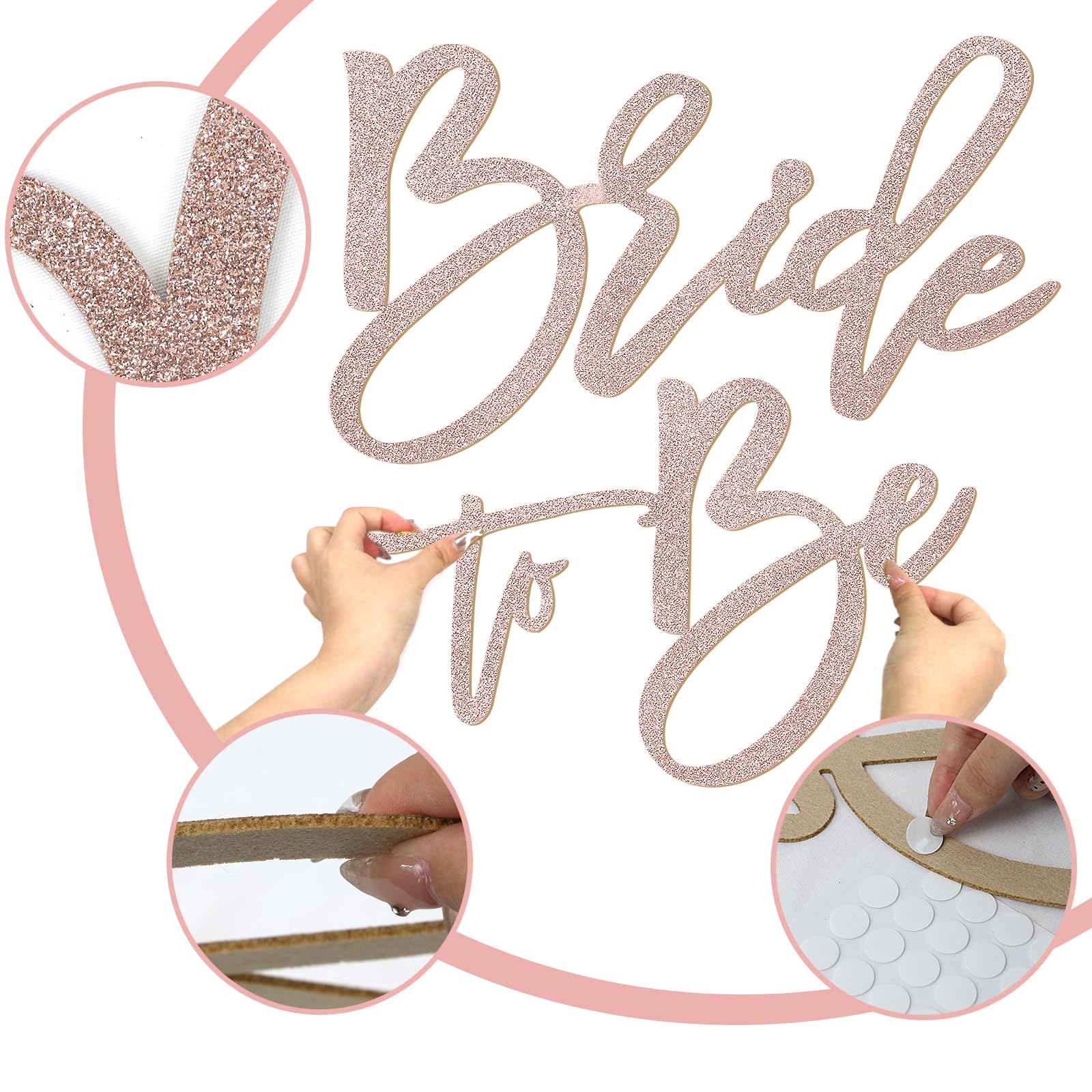 MASTRON Bride to Be Sign - Glitter Felt Letters Bridal Shower Sign for Backdrop Bride to Be Letters for Balloon Arch Photo Props