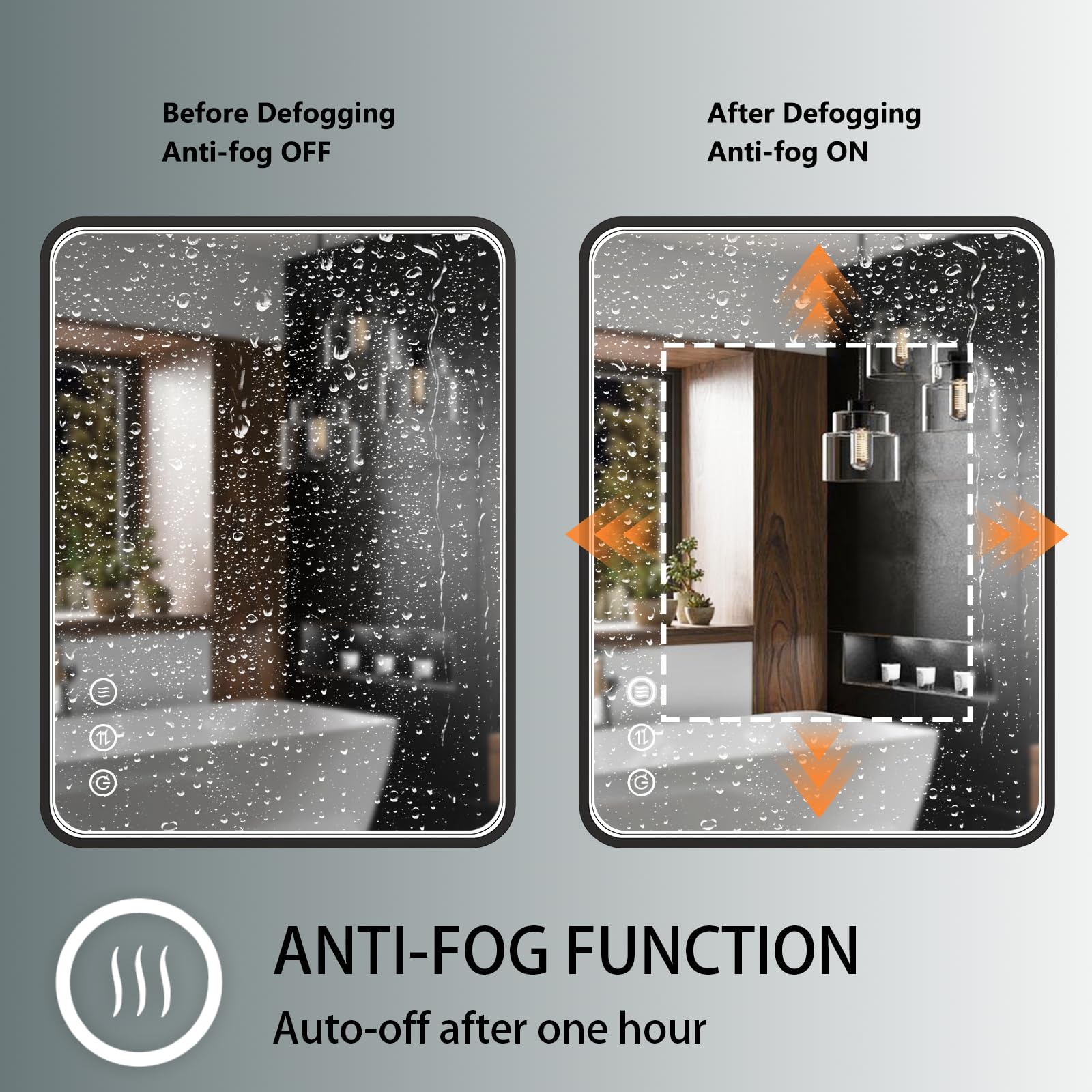 Twalsu 24X32 Inch Led Bathroom Mirror With Lights, Black Metal Framed Led Mirror For Bathroom, 3 Colors And Stepless Dimmable Wa