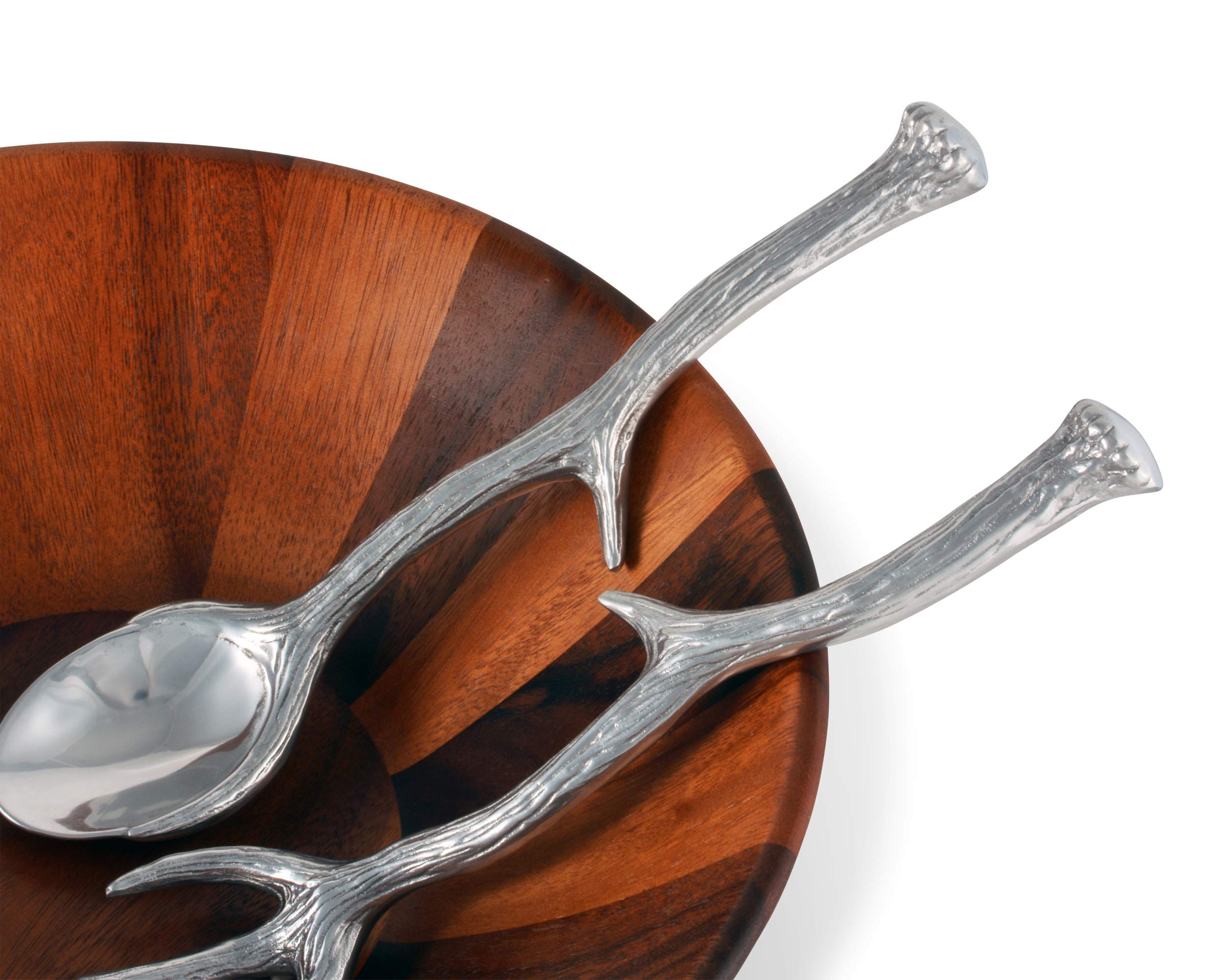 Arthur Court Designs Long Antler Aluminum Salad Serving Spoon And Salad Serving Fork, Salad Servers Set 13.25 Inch Long