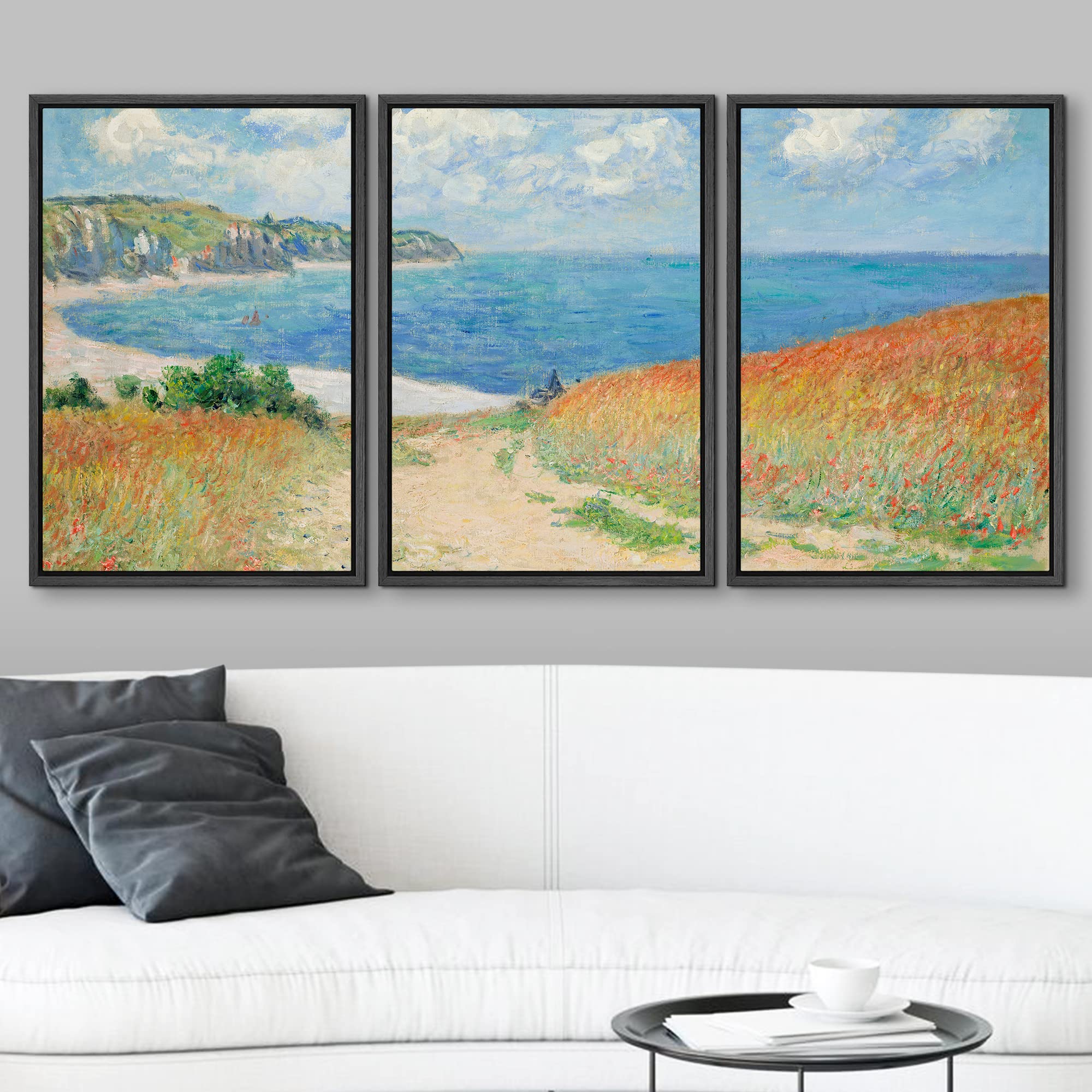 Wall26 Framed Canvas Print Wall Art Set Path Through The Corn At Pourville By Claude Monet Cultural Historic Oil Painting Fine A