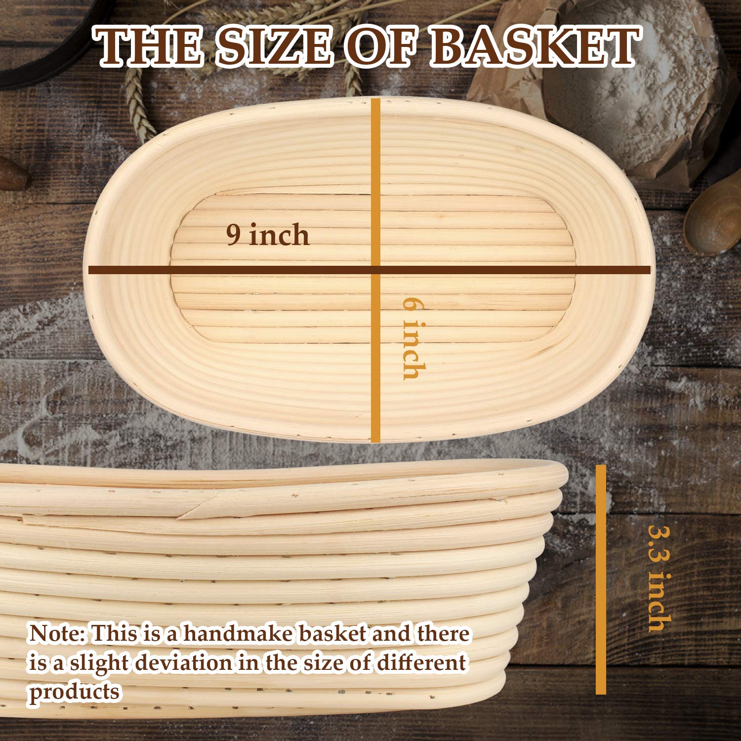 Sondiko Oval Bread Proofing Basket, Handmade Sourdough Bread Baking Supplies, Banneton Bread Proofing Basket Brotform With Proof