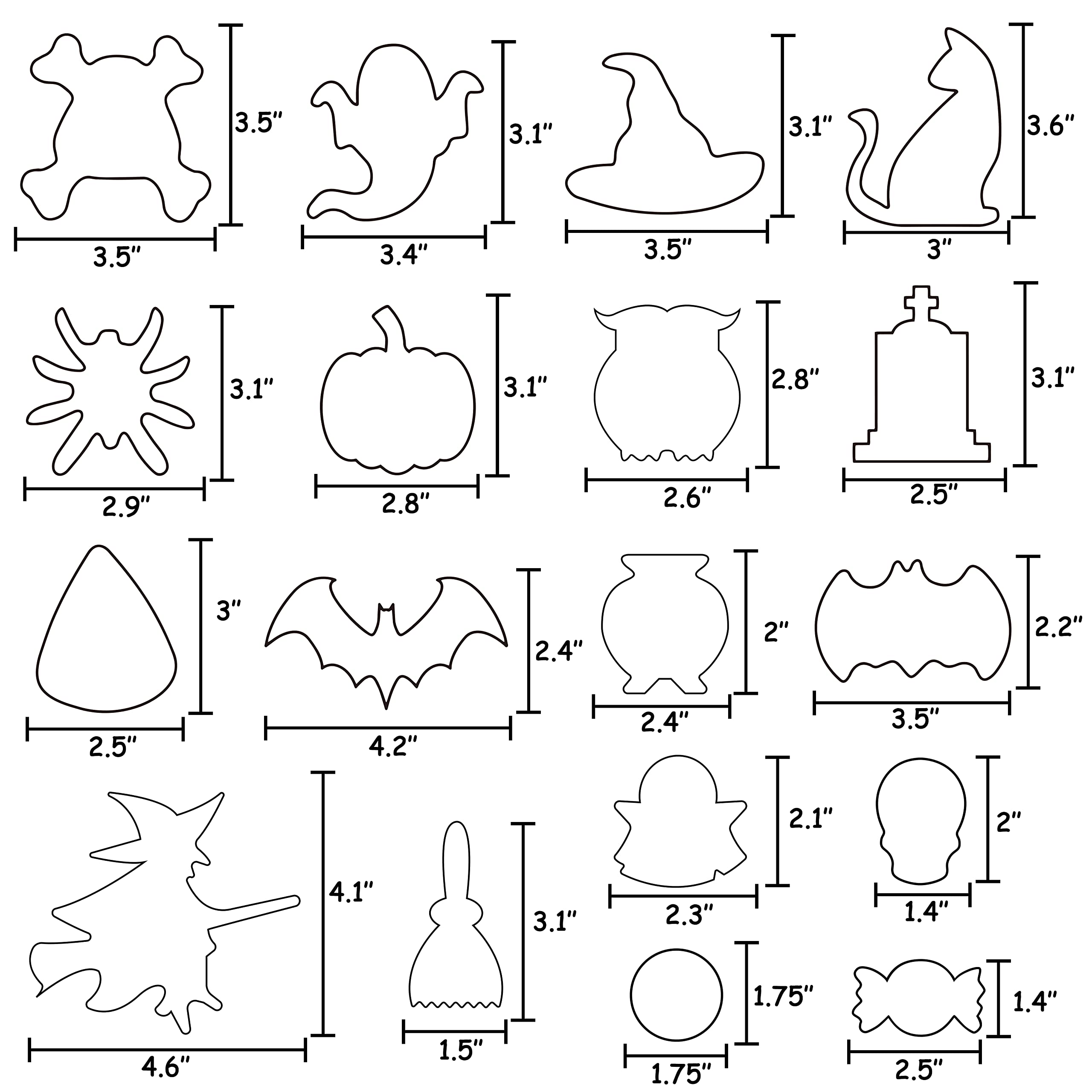18Pcs Halloween Cookie Cutters - Pumpkin,Witch,Bat,Ghost,Cat,Tombstone,Spider, Skull,Candy Corn, Owl,Hat,Cauldron,Broom Party Su
